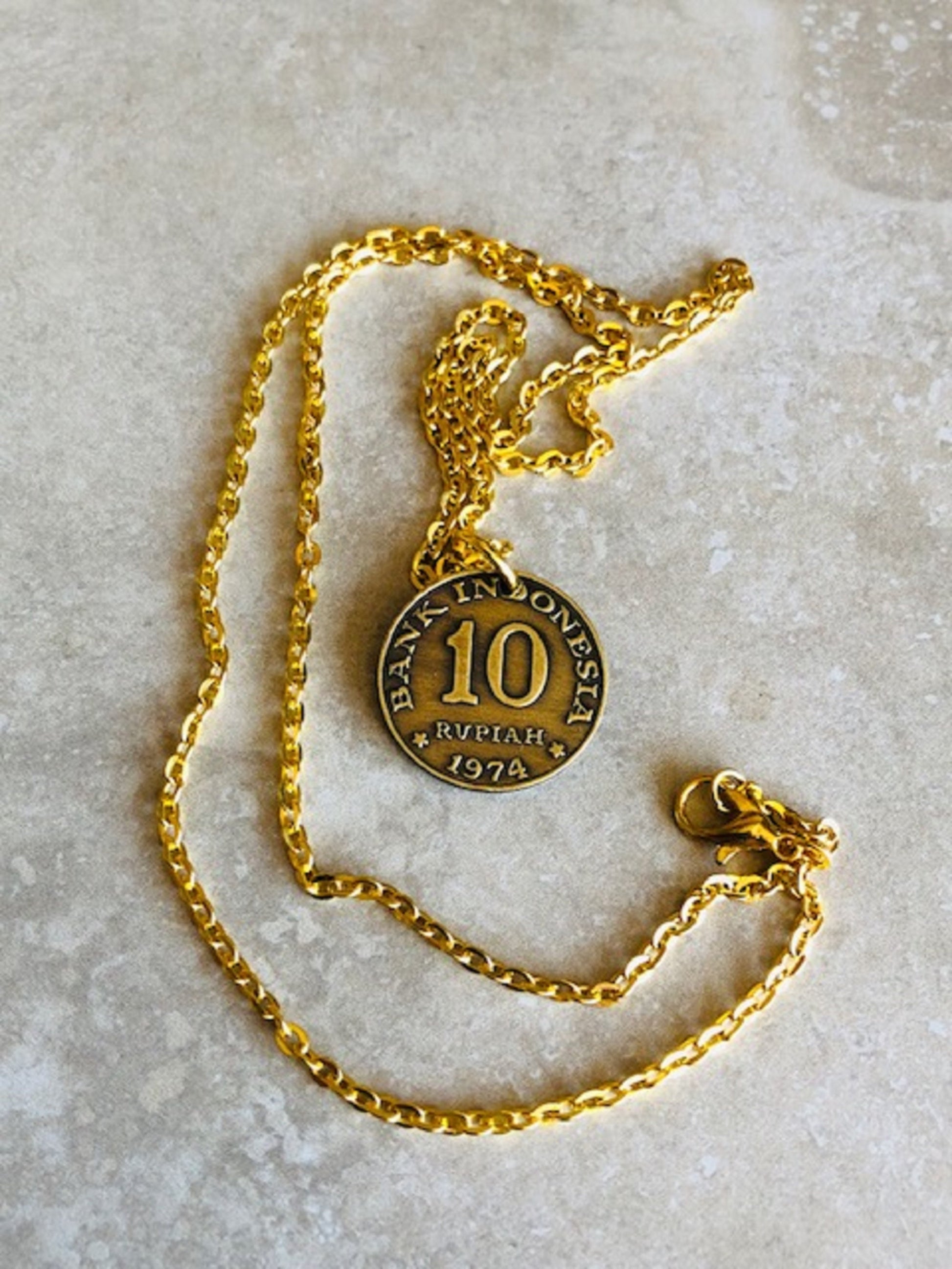 Indonesia Coin 10 Rupiah Necklace Coin Jewelry Pendant Vintage Custom Made Rare coins - Coin Enthusiast Fashion Accessory