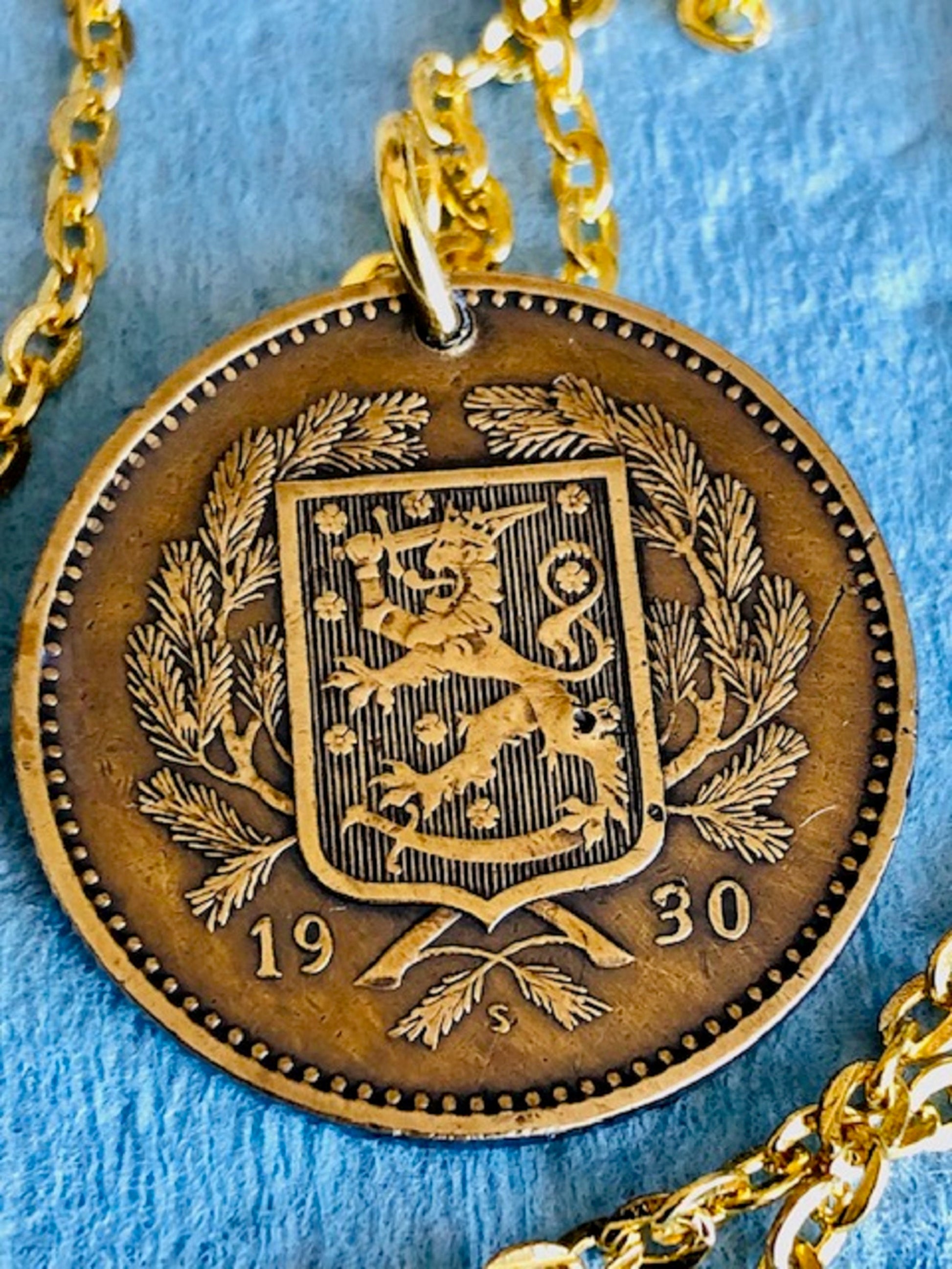Finland Coin Pendant 10 Finnish Markkaa Suomi Necklace Jewelry Gift For Friend Coin Charm Gift For Him, Her, World Coins Collector