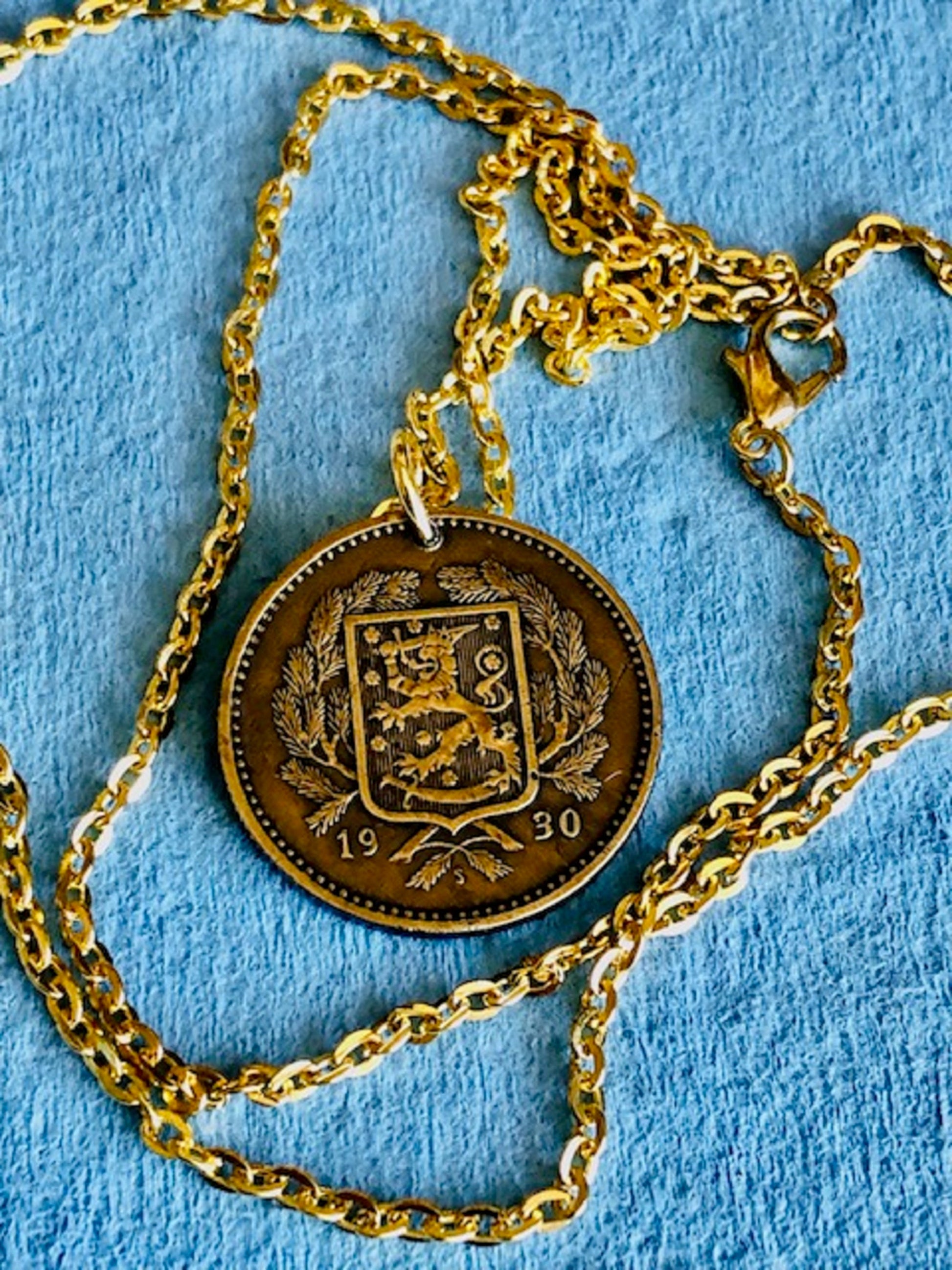 Finland Coin Pendant 10 Finnish Markkaa Suomi Necklace Jewelry Gift For Friend Coin Charm Gift For Him, Her, World Coins Collector
