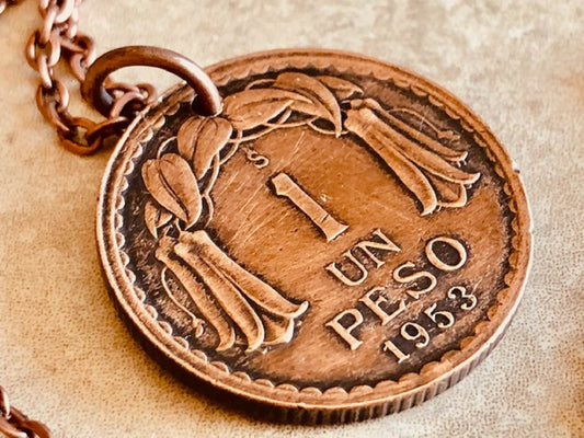 Chile Coin Pendant Necklace Chillan 1 UN Pesos Jewelry Personal Vintage Handmade Jewelry Gift Friend Charm For Him Her World Coin Collector