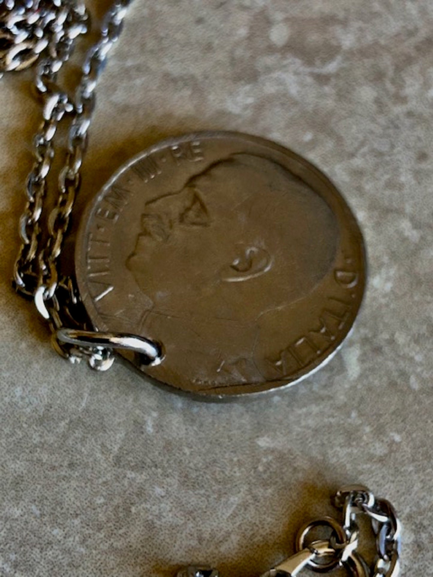 Italy Coin Pendant Italian 1920 C50 Vintage Necklace Jewelry Gift For Friend Coin Charm Gift For Him, Her, World Coins Collector