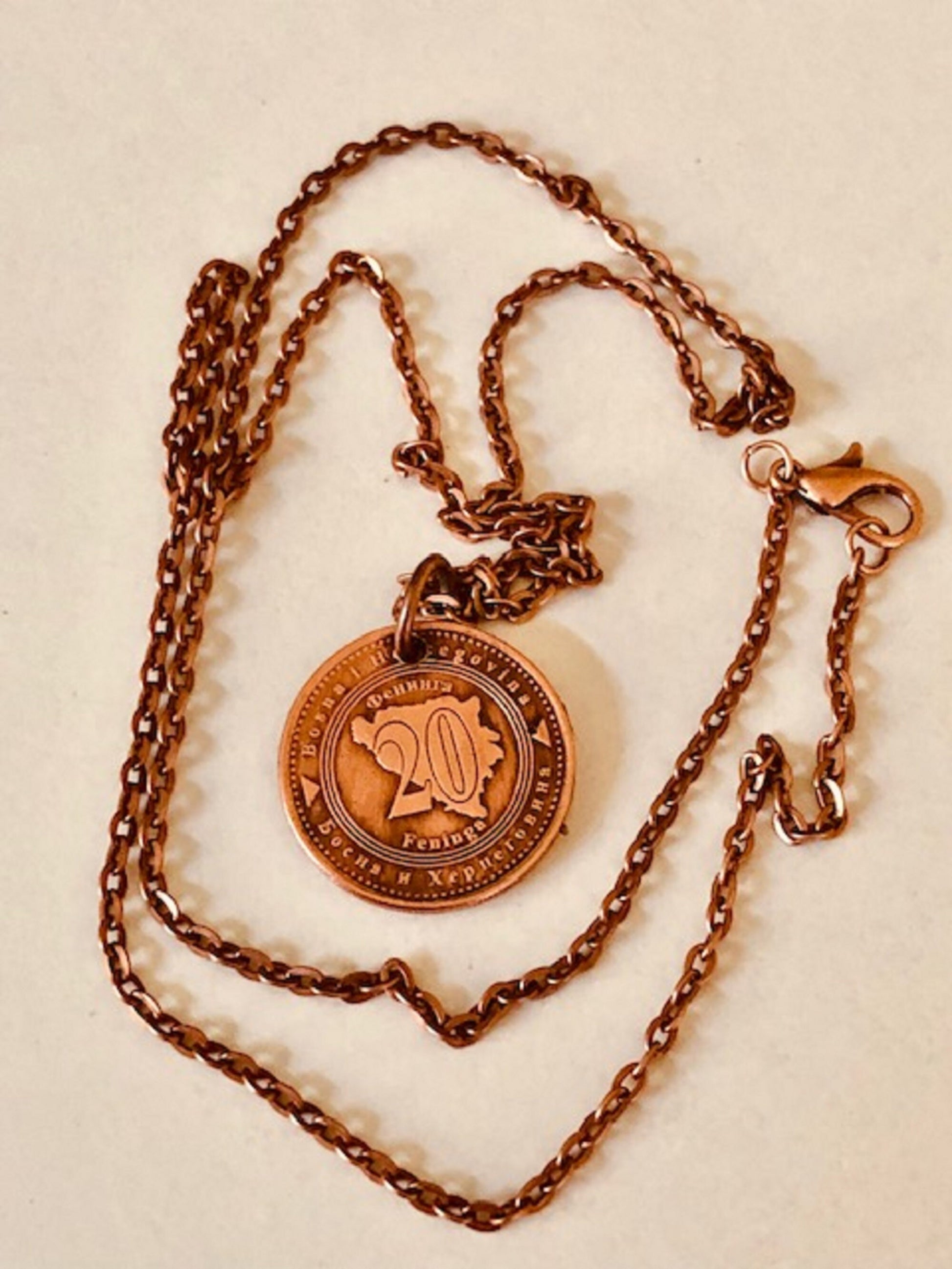 Bosnia Herzegovina 20 Feninga Coin Necklace Jewelry Pendant Vintage Custom Made Rare coins - Coin Enthusiast Fashion Accessory Handmade