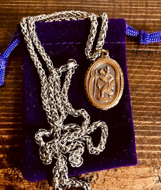 St. Christopher My Guide Wax Seal Antique Bronze Pendant, Patron Saint of Travelers, Protect Us, Safe Travel and Protection Wax Seal 127