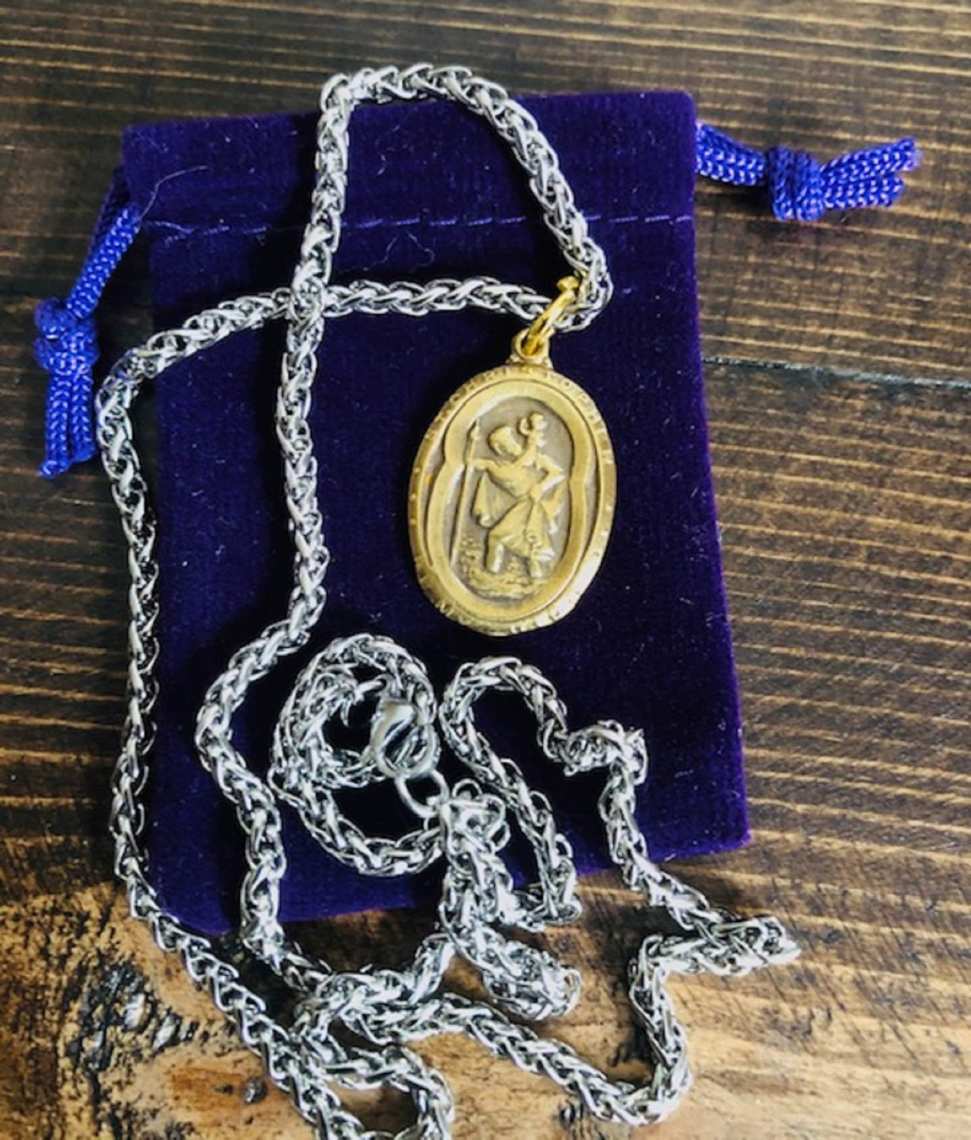 St. Christopher My Guide Wax Seal Antique Brass Pendant, Patron Saint of Travelers, Protect Us, Safe Travel and Protection Wax Seal 127