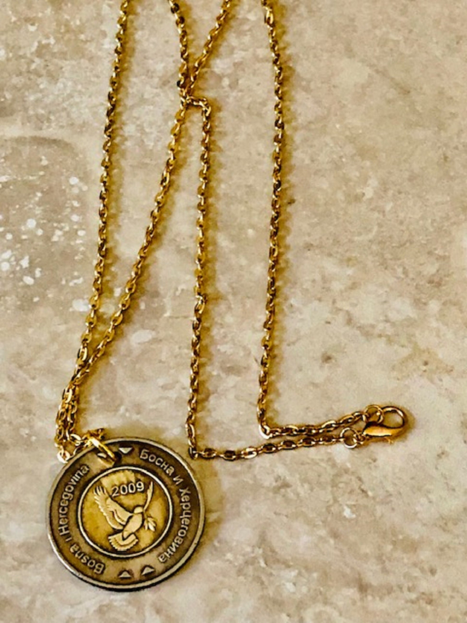 Bosnia Herzegovina 5KM Coin Necklace Jewelry Pendant Vintage Custom Made Rare coins - Coin Enthusiast Fashion Accessory Handmade