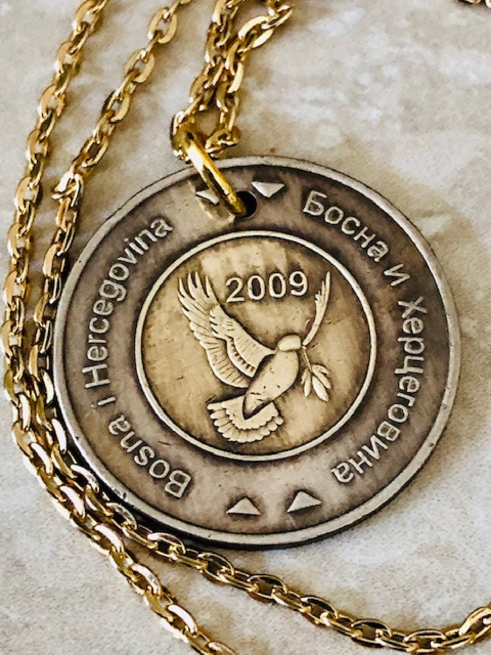 Bosnia Herzegovina 5KM Coin Necklace Jewelry Pendant Vintage Custom Made Rare coins - Coin Enthusiast Fashion Accessory Handmade