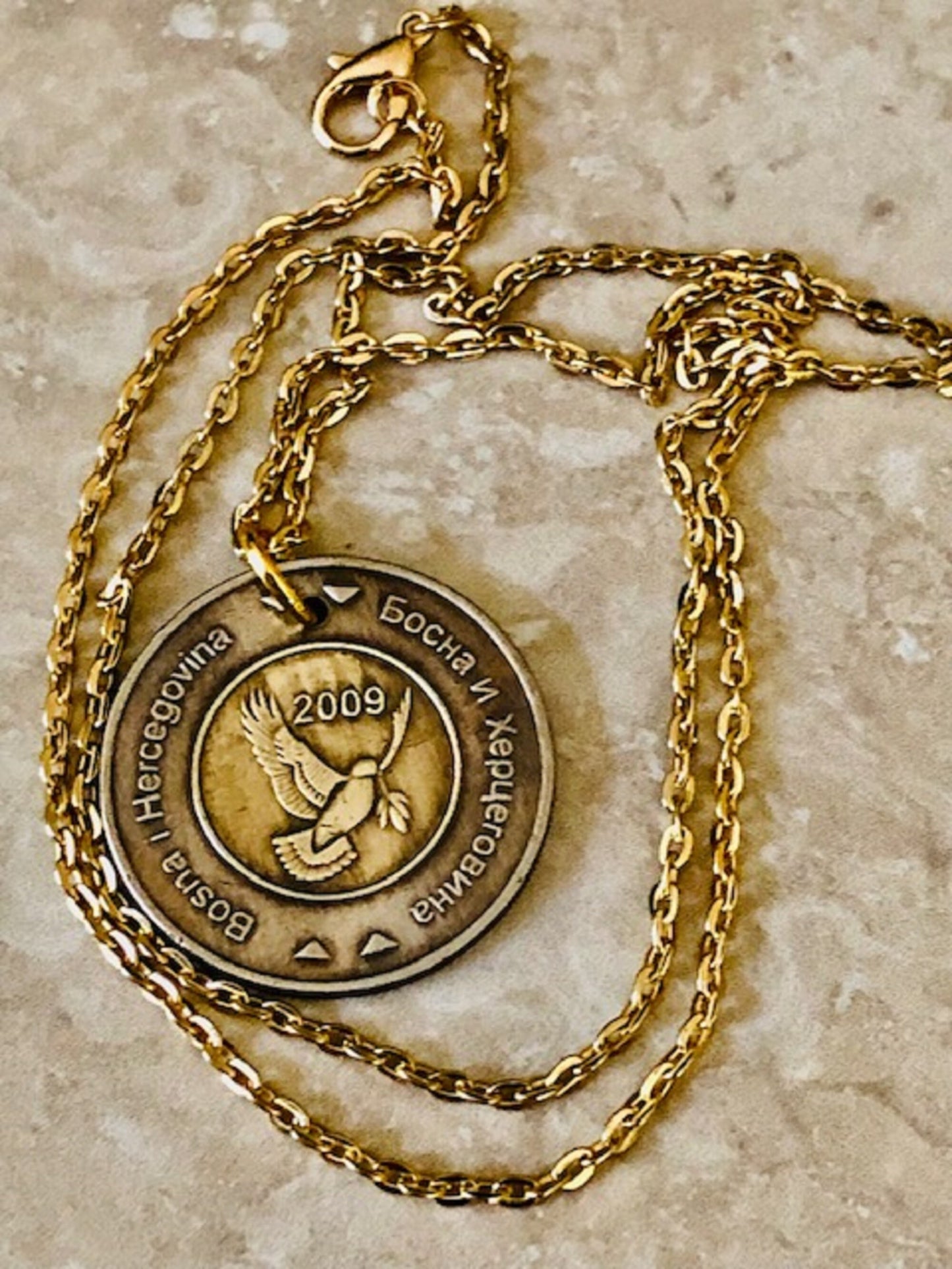 Bosnia Herzegovina 5KM Coin Necklace Jewelry Pendant Vintage Custom Made Rare coins - Coin Enthusiast Fashion Accessory Handmade