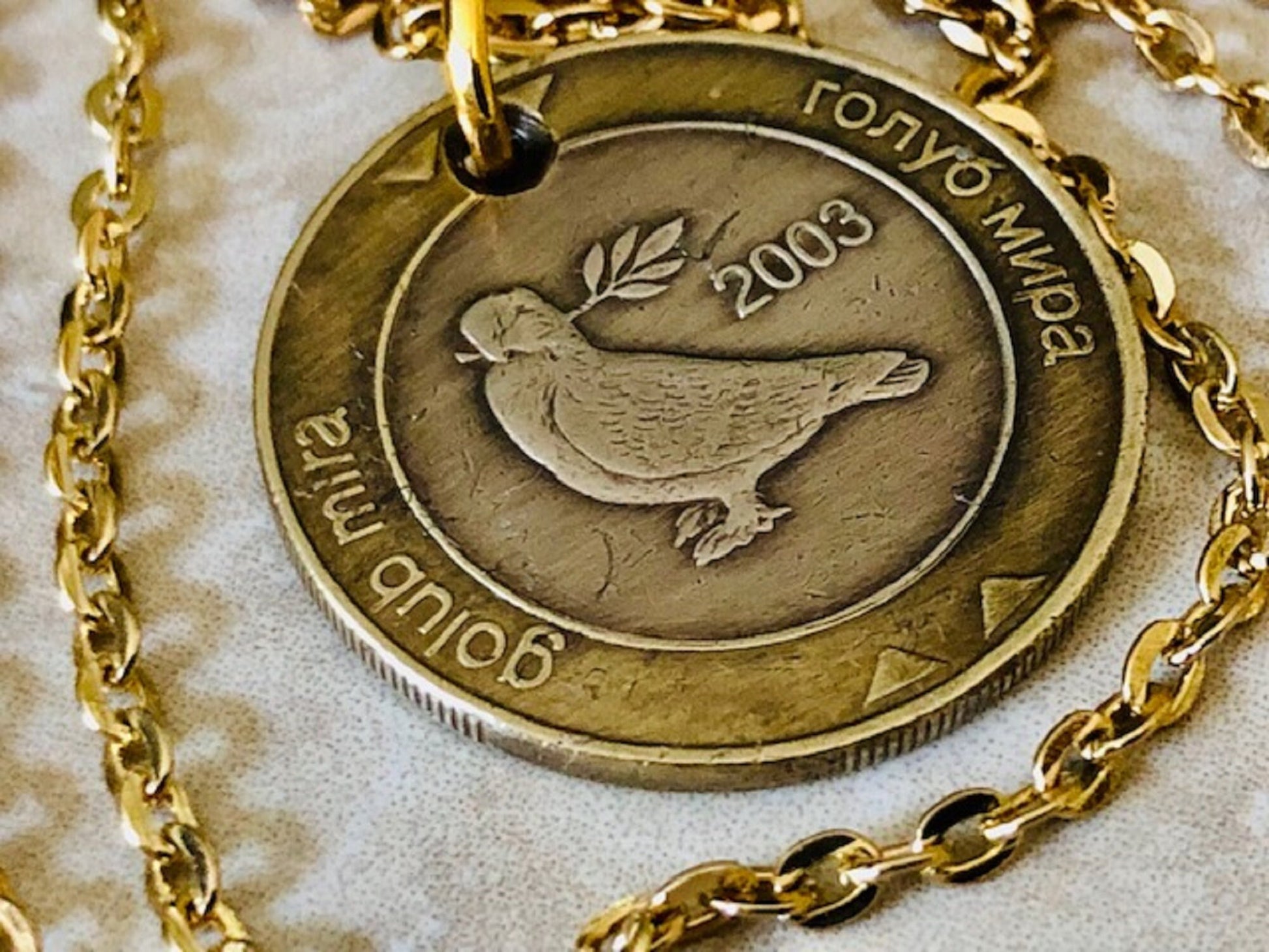 Bosnia Herzegovina 2 KM Coin Necklace Jewelry Pendant Peace Dove Vintage Custom Made Rare coins Coin Enthusiast Fashion Accessory Handmade
