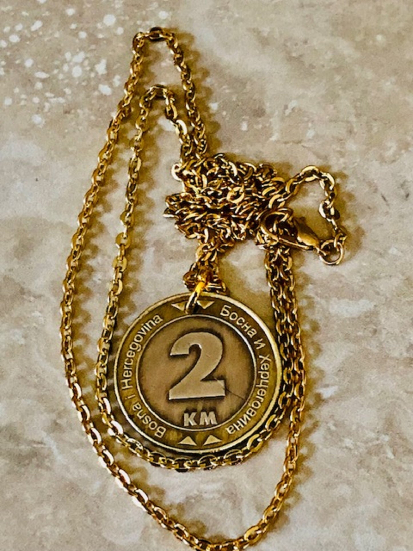 Bosnia Herzegovina 2 KM Coin Necklace Jewelry Pendant Peace Dove Vintage Custom Made Rare coins Coin Enthusiast Fashion Accessory Handmade
