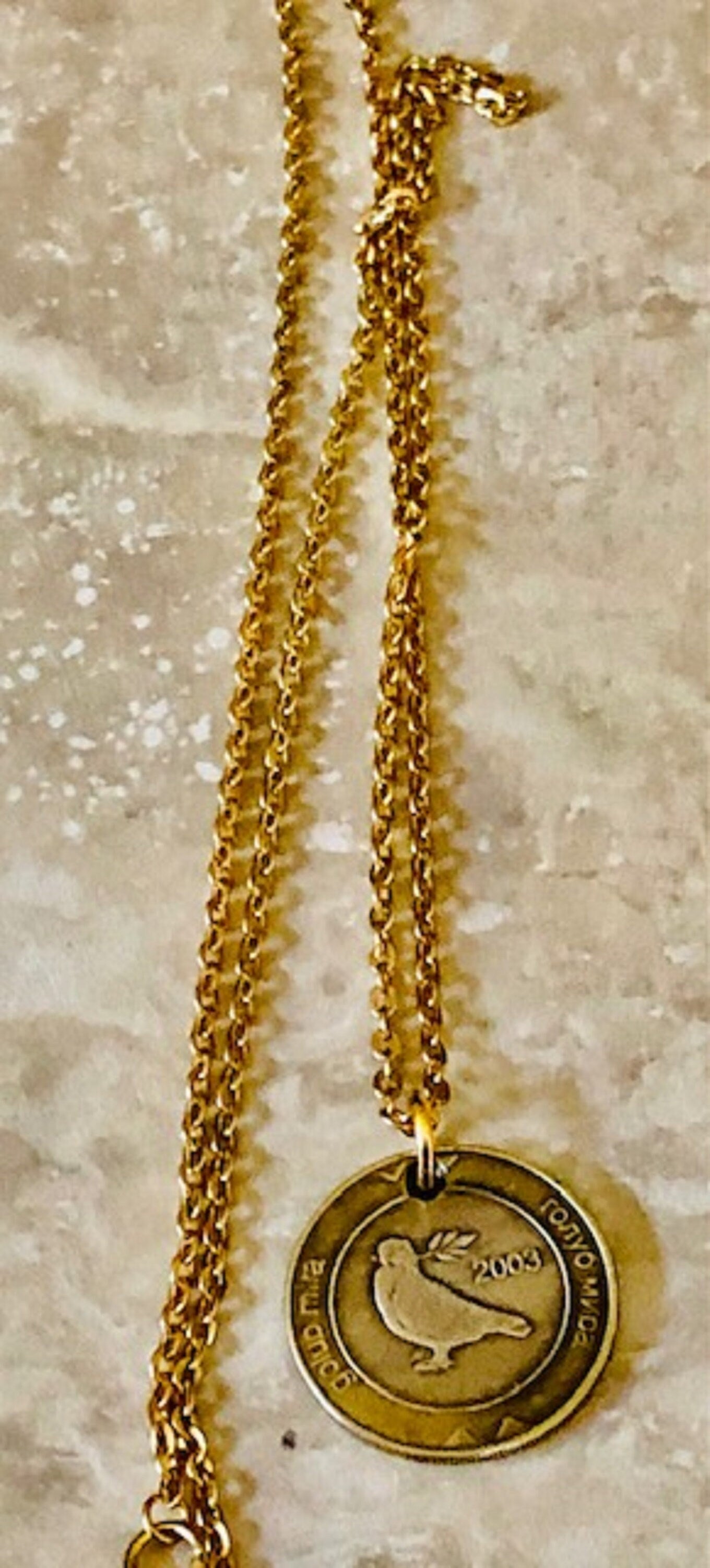 Bosnia Herzegovina 2 KM Coin Necklace Jewelry Pendant Peace Dove Vintage Custom Made Rare coins Coin Enthusiast Fashion Accessory Handmade