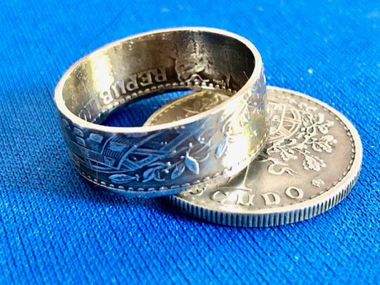 Portugal Coin Ring 1 Escudo Republica Portuguese Handmade Custom Jewelry For Gift For Friend Coin Ring Gift For Him Her World Coin Collector