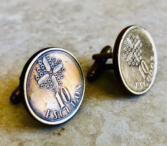 Portugal Coin Cuff Links Portuguese 10 Escudos Cufflinks Handmade Custom Gift For Friend Coin Charm Gift For Him, Coin Collector World Coins