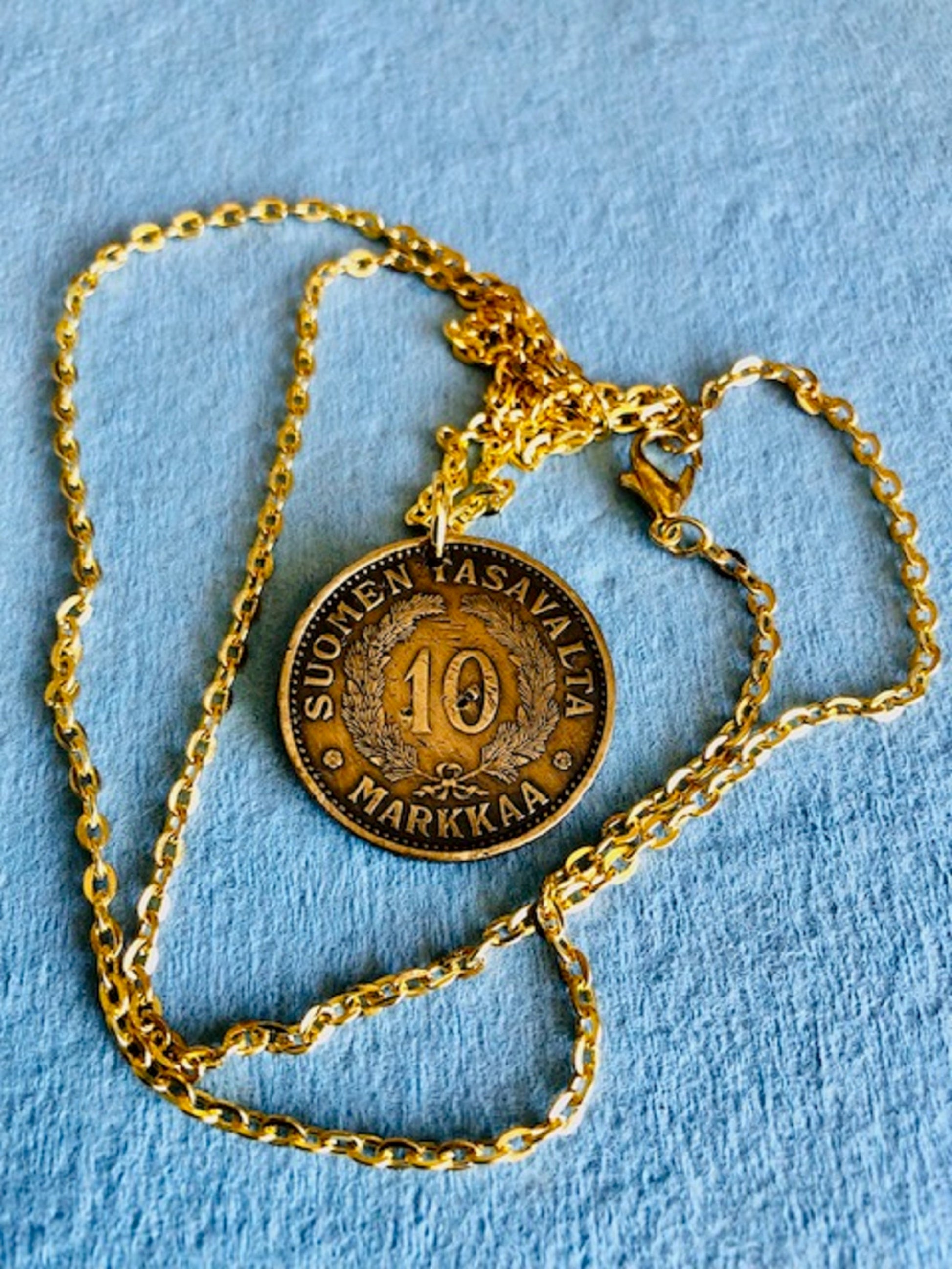 Finland Coin Pendant 10 Finnish Markkaa Suomi Necklace Jewelry Gift For Friend Coin Charm Gift For Him, Her, World Coins Collector