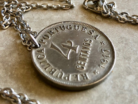 Portugal Necklace Coin Chain Portuguese 4 Centavos Piece Custom Made Vintage & Rare Coins - Coin Enthusiast Handmade Fashion Accessory