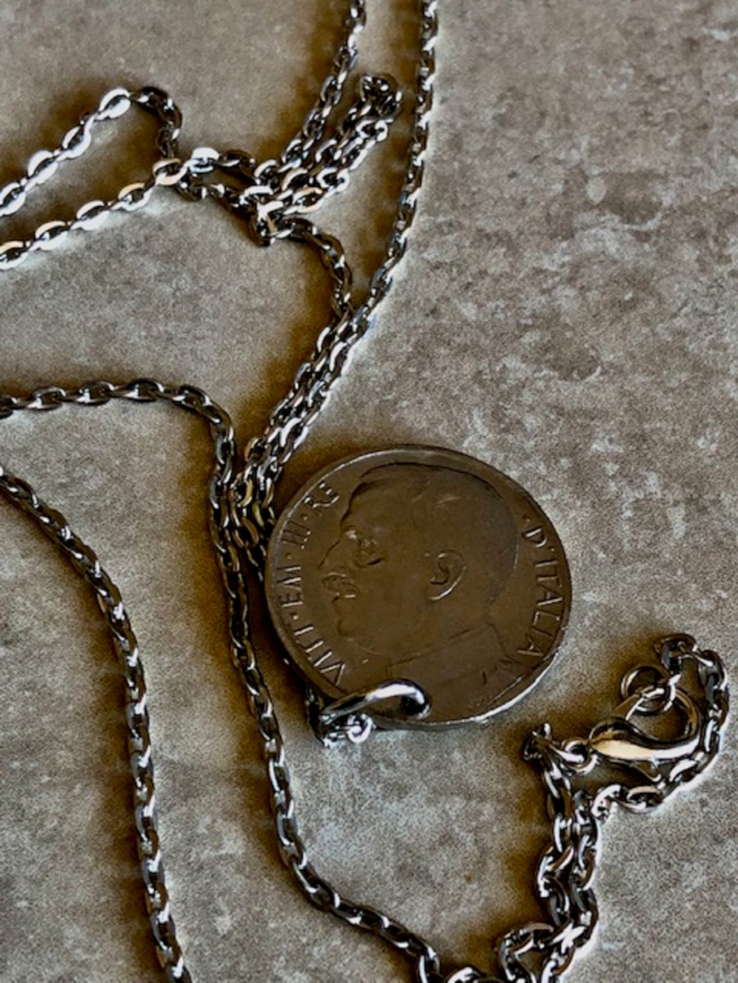 Italy Coin Pendant Italian 1920 C50 Vintage Necklace Jewelry Gift For Friend Coin Charm Gift For Him, Her, World Coins Collector