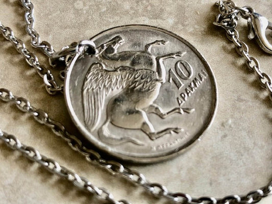 Greek Coin Necklace 10 Apaxmai Greece Pendant Coin Vintage Custom Made Rare Coins Coin Enthusiast Handmade Fashion Accessory