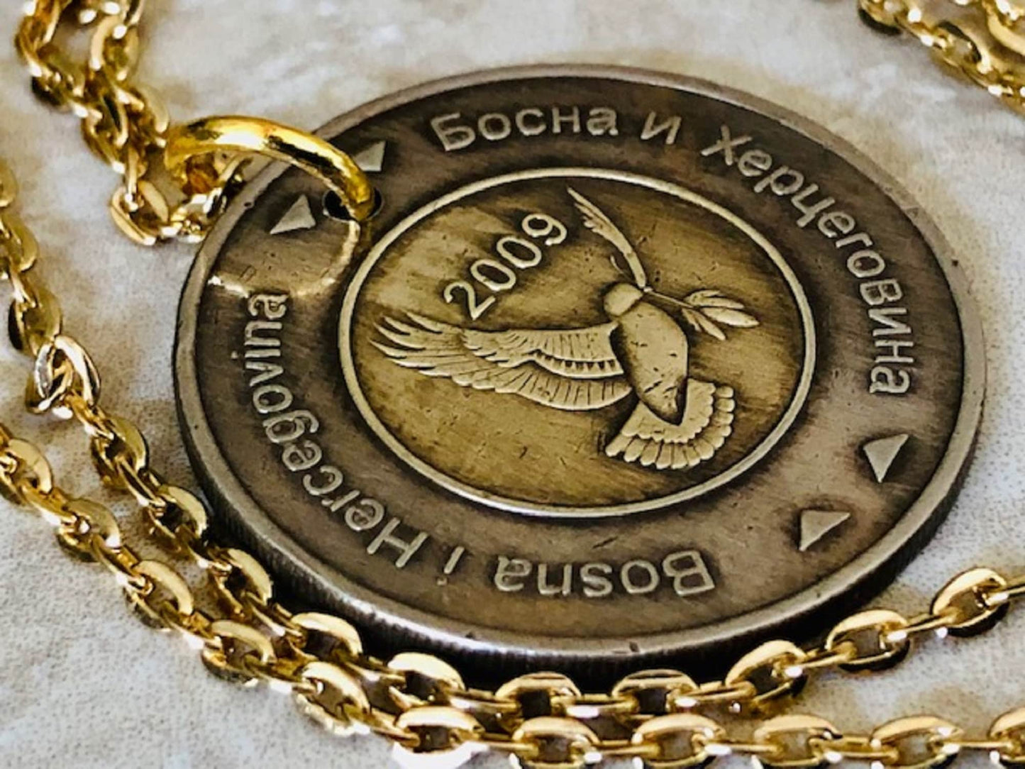 Bosnia Herzegovina 5KM Coin Necklace Jewelry Pendant Vintage Custom Made Rare coins - Coin Enthusiast Fashion Accessory Handmade