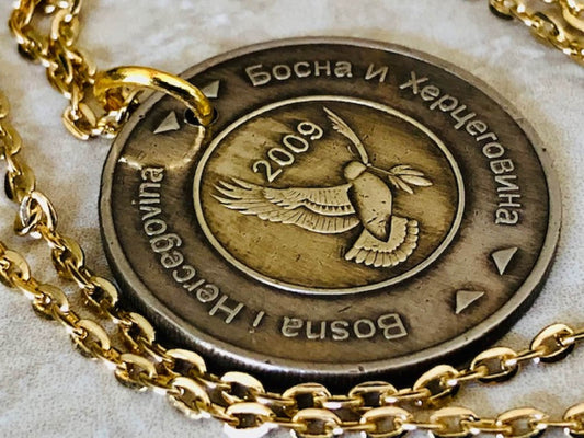 Bosnia Herzegovina 5KM Coin Necklace Jewelry Pendant Vintage Custom Made Rare coins - Coin Enthusiast Fashion Accessory Handmade