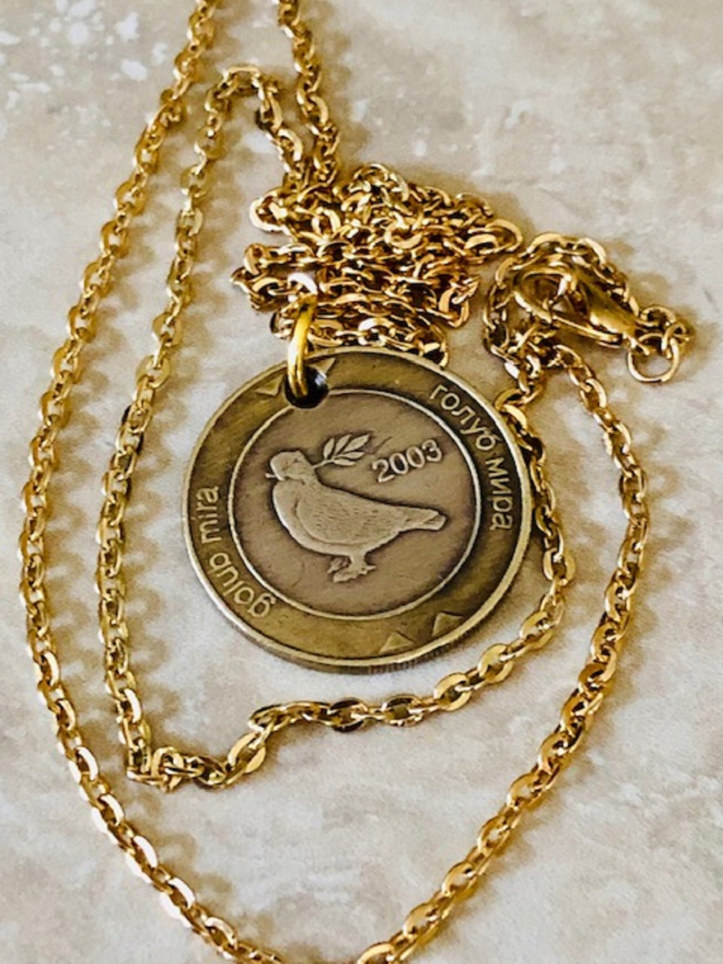 Bosnia Herzegovina 2 KM Coin Necklace Jewelry Pendant Peace Dove Vintage Custom Made Rare coins Coin Enthusiast Fashion Accessory Handmade