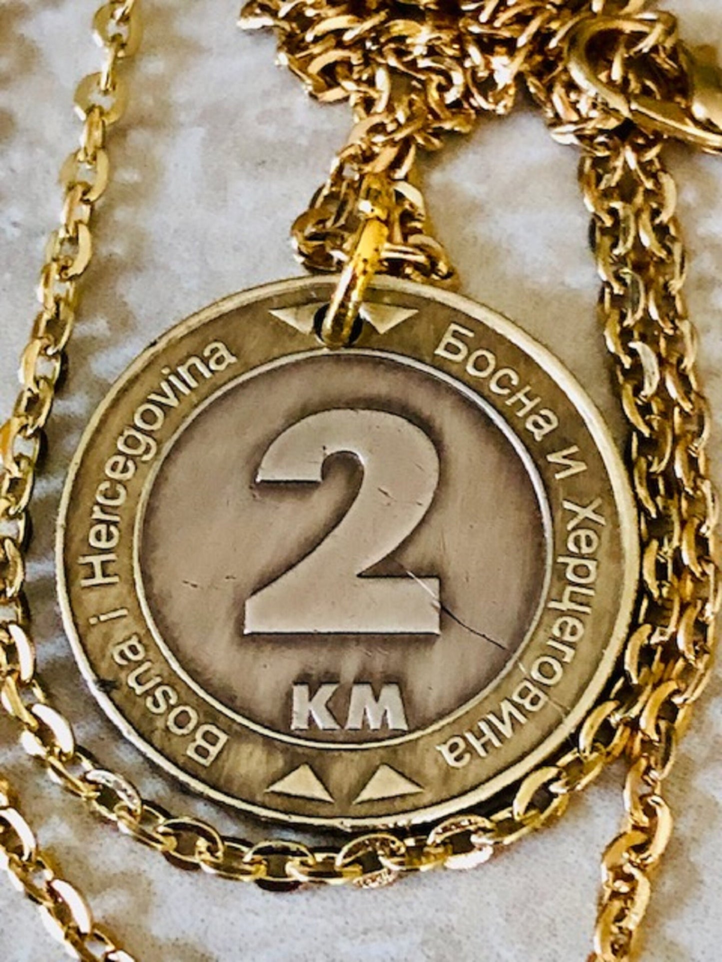 Bosnia Herzegovina 2 KM Coin Necklace Jewelry Pendant Peace Dove Vintage Custom Made Rare coins Coin Enthusiast Fashion Accessory Handmade