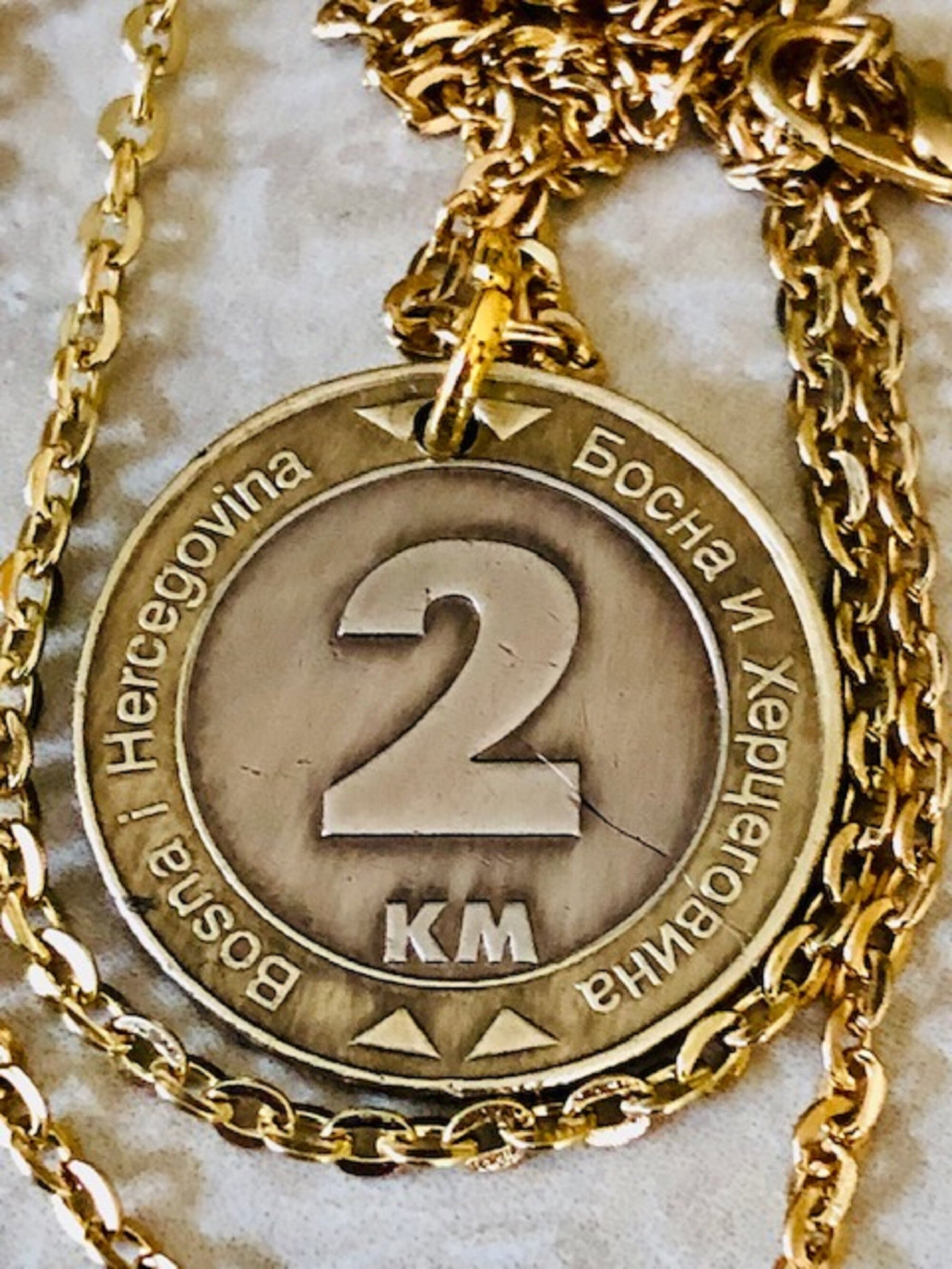 Bosnia Herzegovina 2 KM Coin Necklace Jewelry Pendant Peace Dove Vintage Custom Made Rare coins Coin Enthusiast Fashion Accessory Handmade