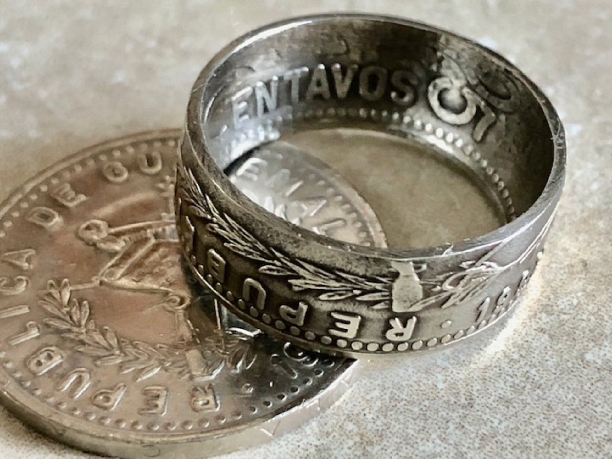 Guatemala Ring Guatemalan Coin Ring Handmade Personal Jewelry Ring Gift For Friend Coin Ring Gift For Him Her World Coin Collector