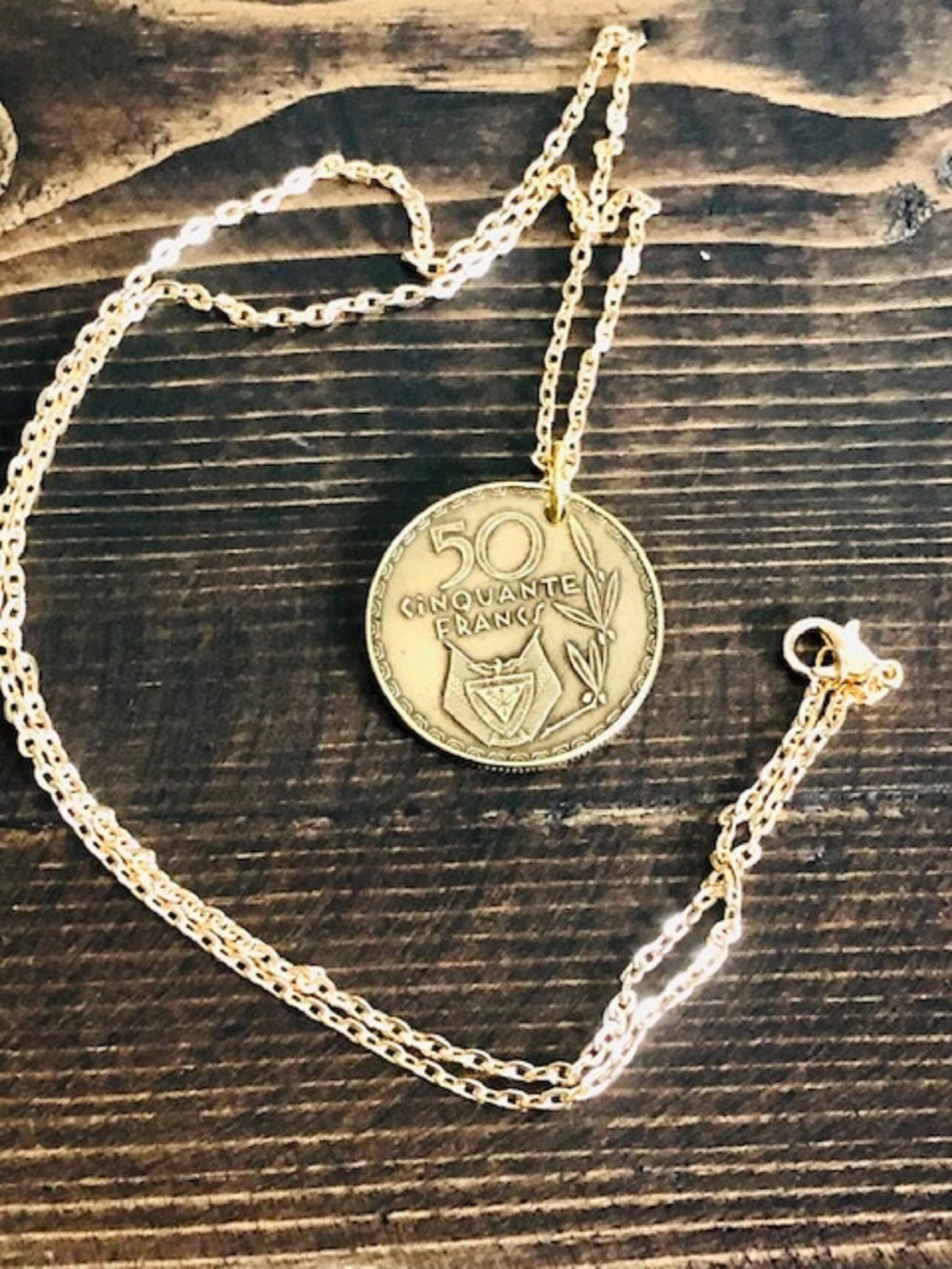 Rwanda Africa Coin Necklace African 50 Cenquante Francs Pendant Personal Jewelry Gift Friend Charm For Him Her World Coin Collector