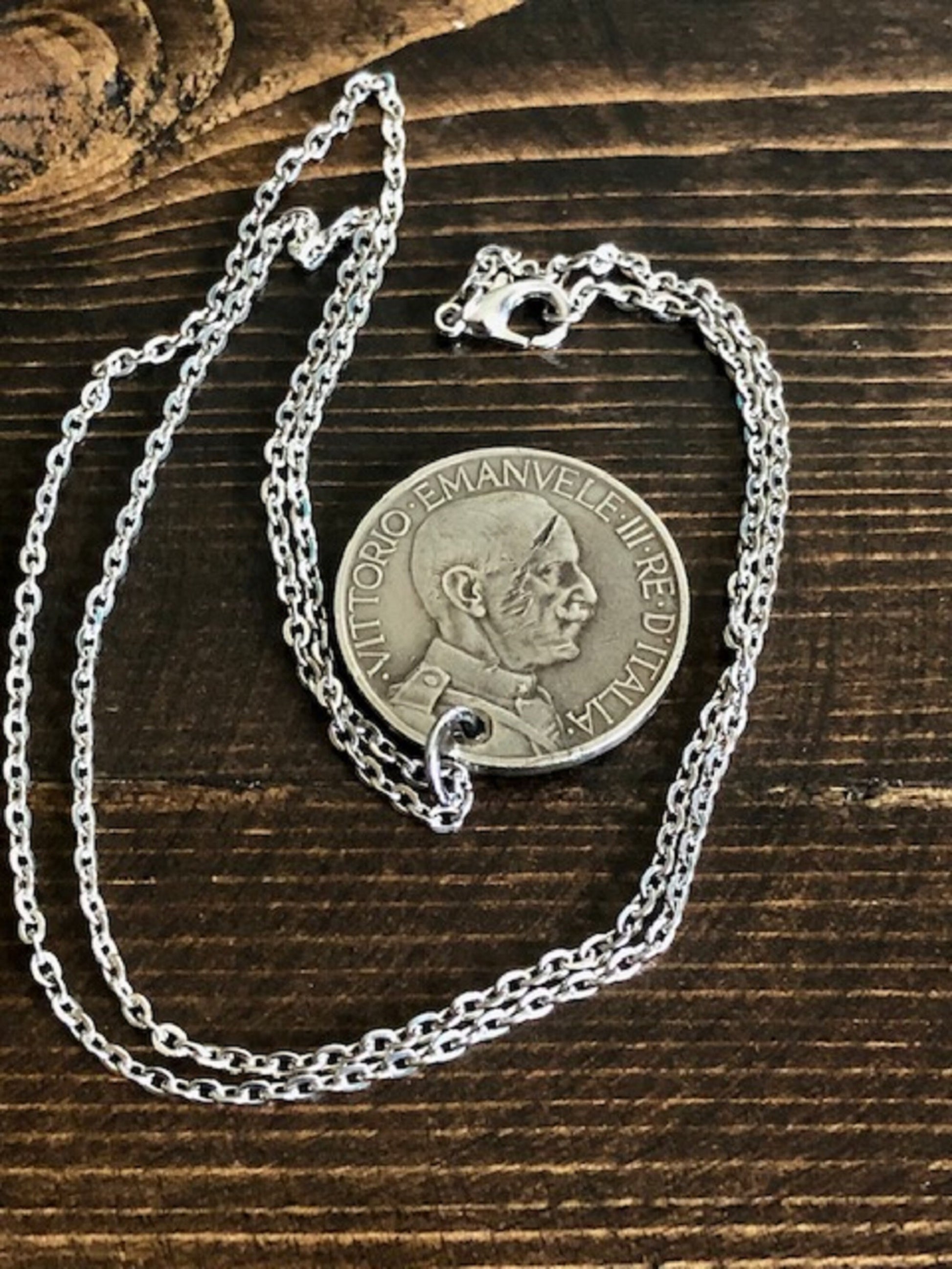 Italy Coin Necklace Italian 1924 2 Lira Pendant Custom Necklace Jewelry Gift For Friend Coin Charm Gift For Him, Her, World Coins Collector