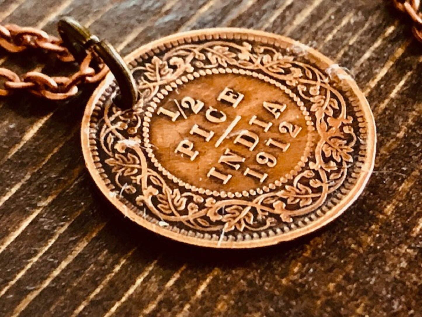 India Coin 1812 Necklace One Half Pice East India Pendant Vintage Custom Made Rare coins - Coin Enthusiast Fashion Accessory Handmade