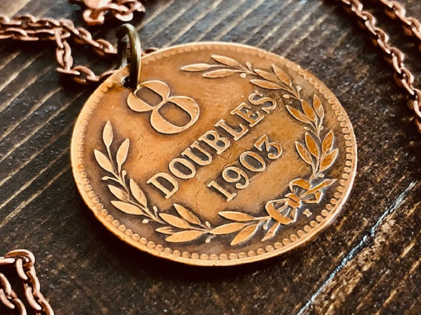 Guernesey Coin Necklace Pendant 8 Doubles Vintage Personal Old Vintage Handmade Jewelry Gift Friend Charm For Him Her World Coin Collector