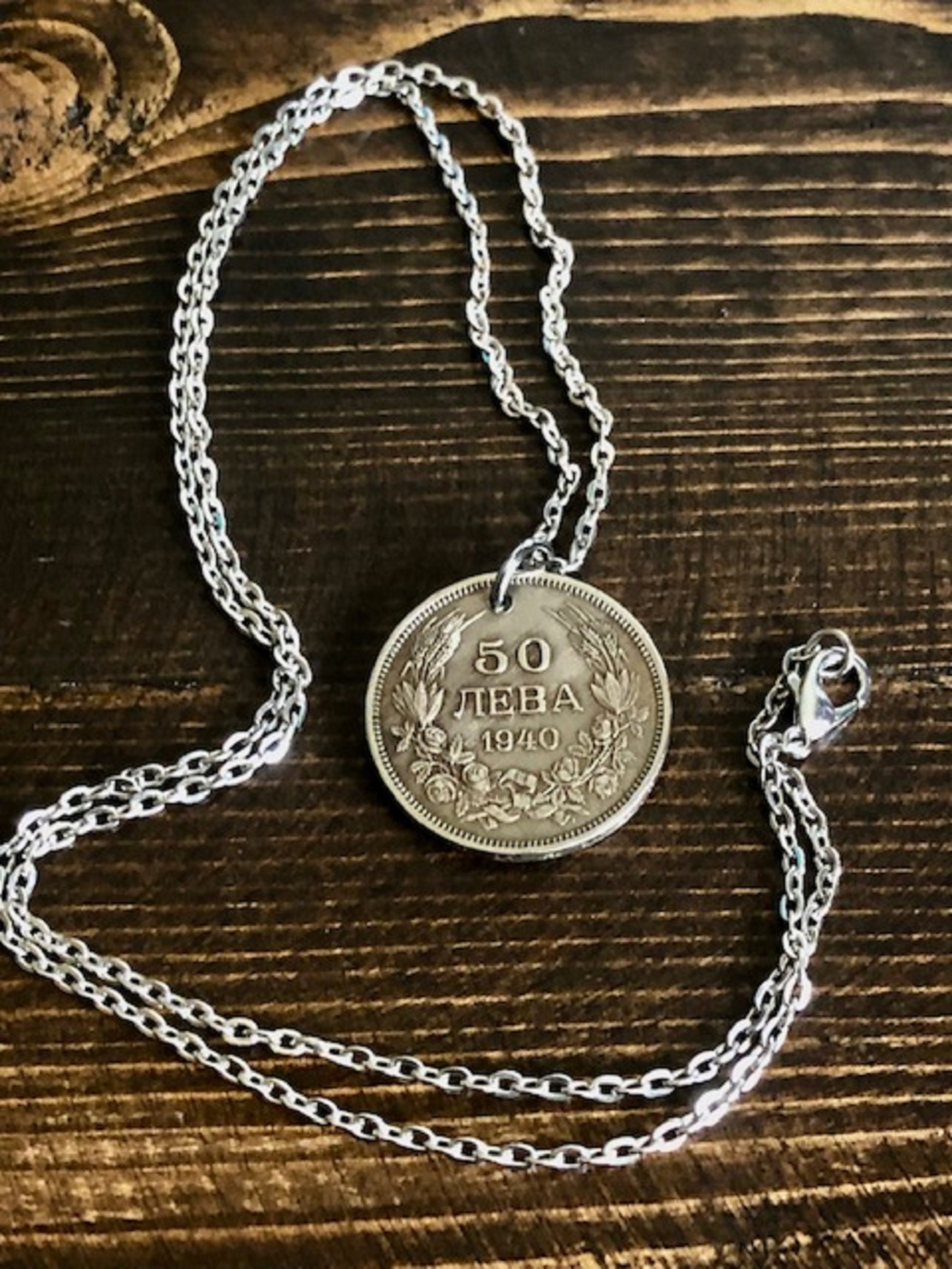 Bulgaria Coin Pendant 50 Leva Bulgarian Necklace Custom Made Rare Coins Coin Enthusiast Vintage Fashion Accessory Handmade