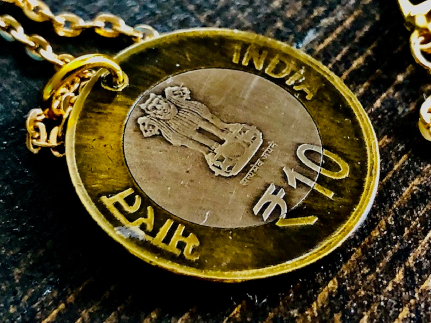 India Coin Necklace 10 Rupees Bank of India Yoga Indian East India Coin Pendant Vintage Rare Coins Coin Enthusiast Handmade