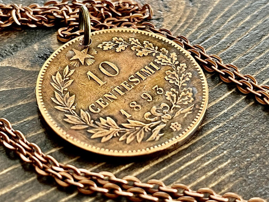 Italy Coin Pendant Italian 10 Centesimi Personal Necklace Old Vintage Handmade Jewelry Gift Friend Charm For Him Her World Coin Collector