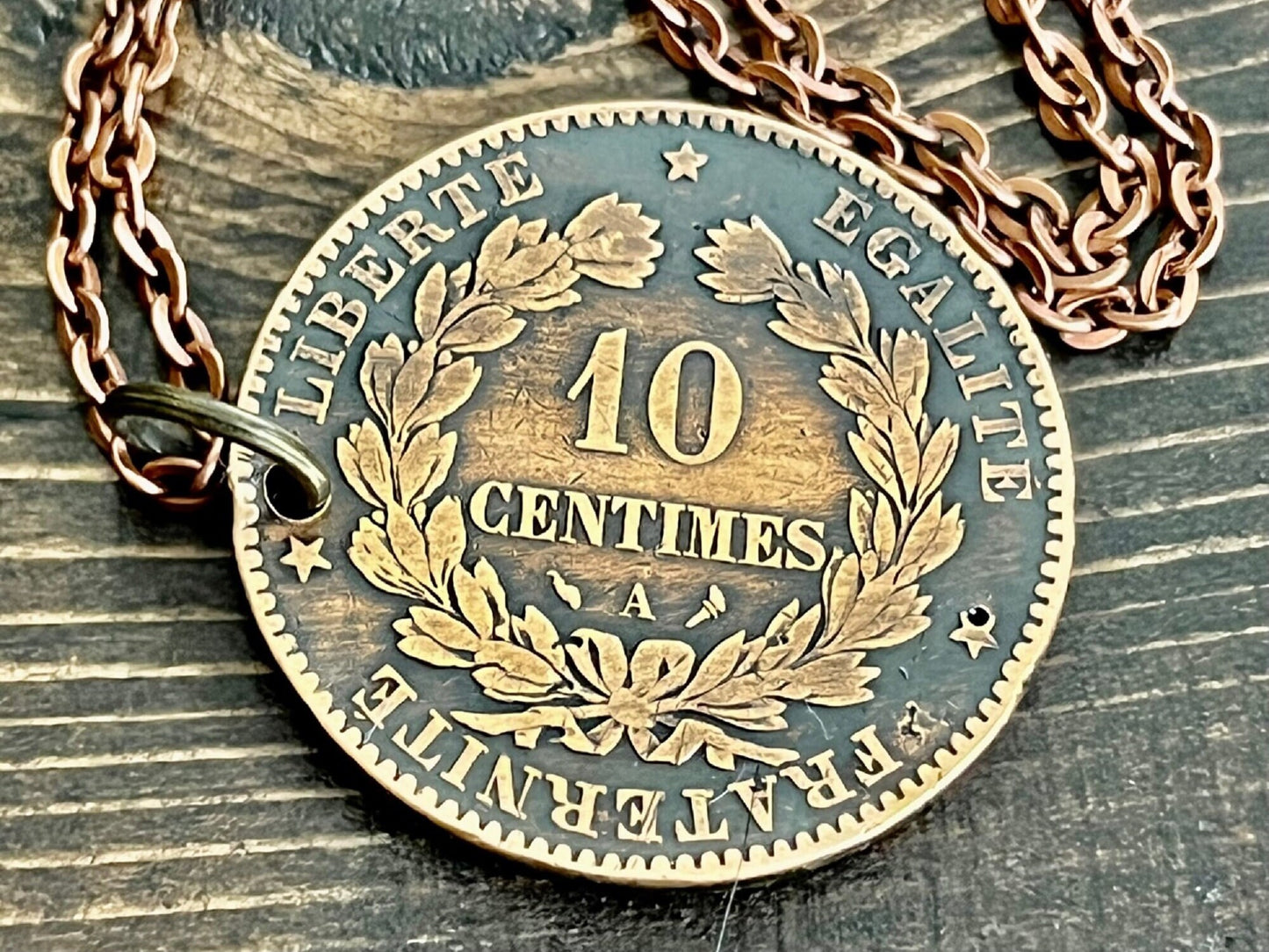 French Coin 10 Centimes France Pendant Necklace 1863 & 1882 Rare Find Vintage Antique Finished Personal Jewelry