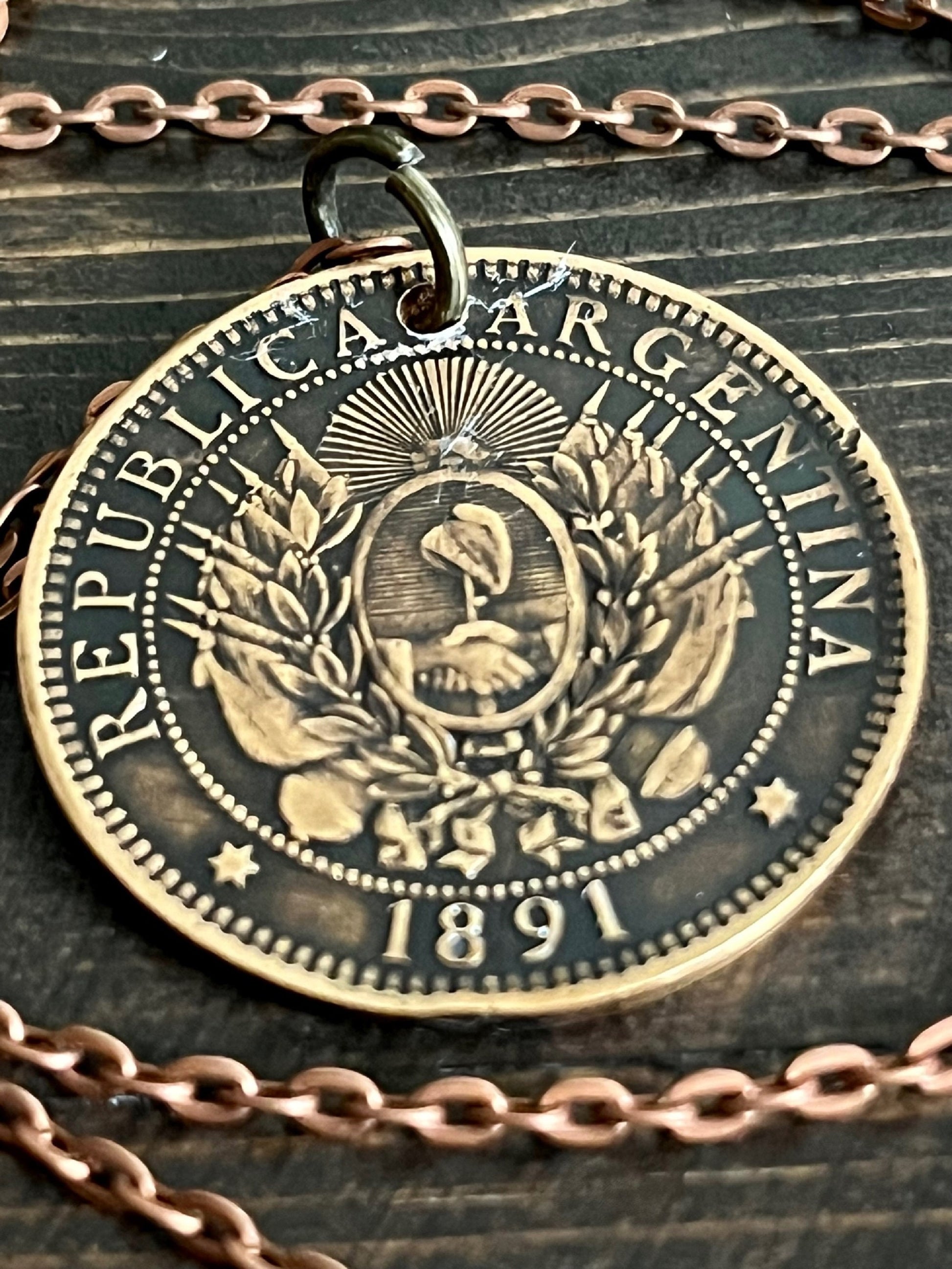 Argentina Coin Necklace Pendant Argentinian 10 Centavos Vintage Custom Rare Coins Coin Enthusiast Fashion