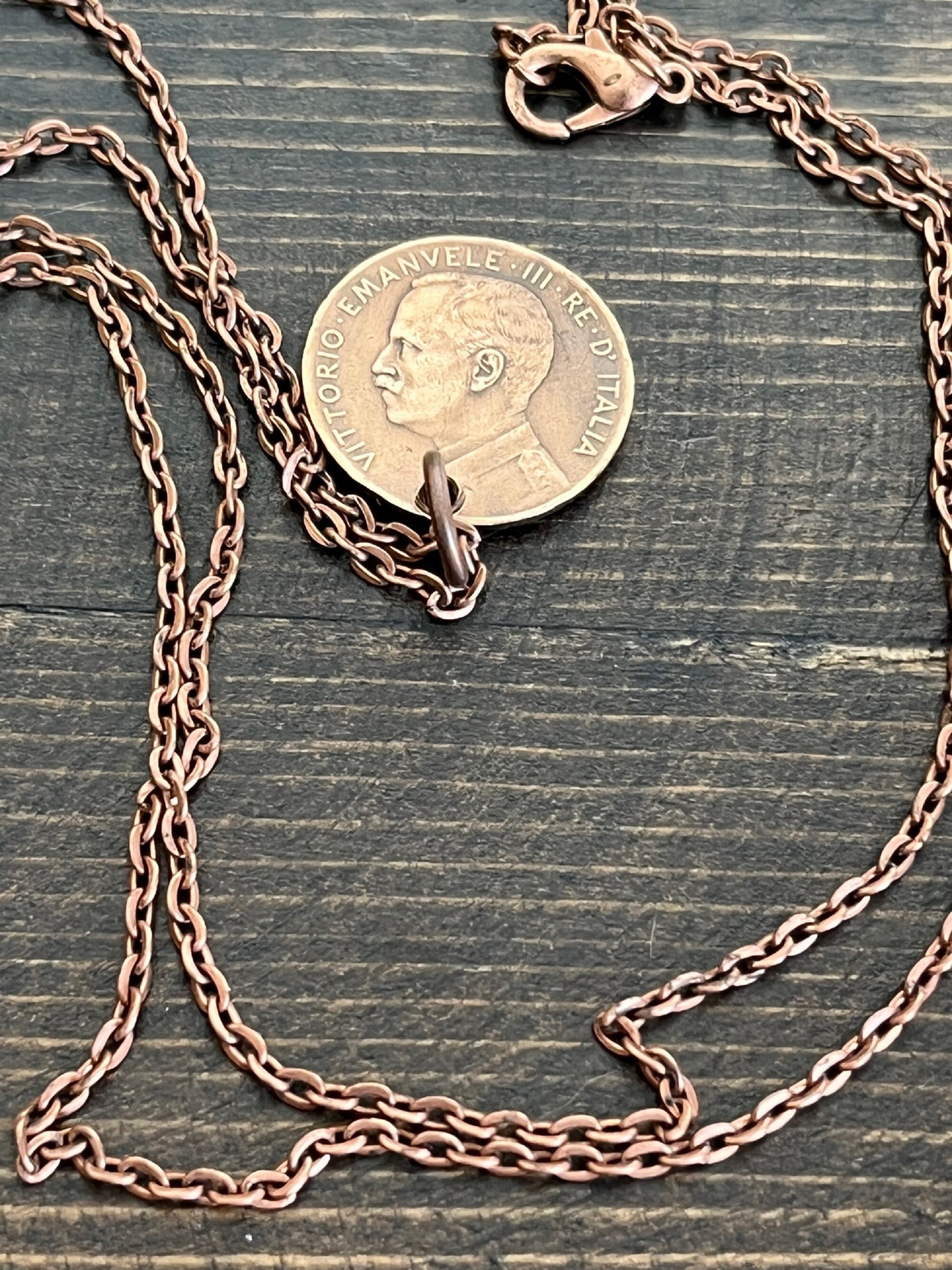 Italy 2 Cents 1911 Coin Necklace Italian, Vittorio Emanuele III, , Rome Pendant Vintage and Rare coins - Coin Enthusiast - Fashion Accessory