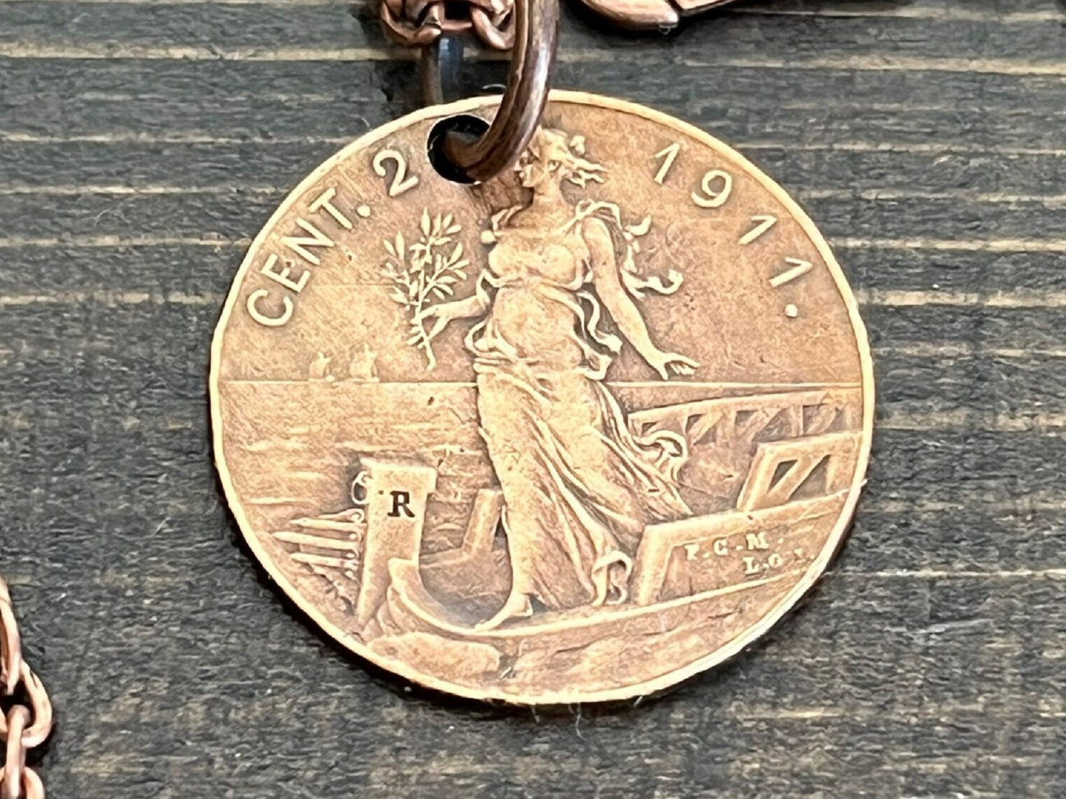 Italy 2 Cents 1911 Coin Necklace Italian, Vittorio Emanuele III, , Rome Pendant Vintage and Rare coins - Coin Enthusiast - Fashion Accessory