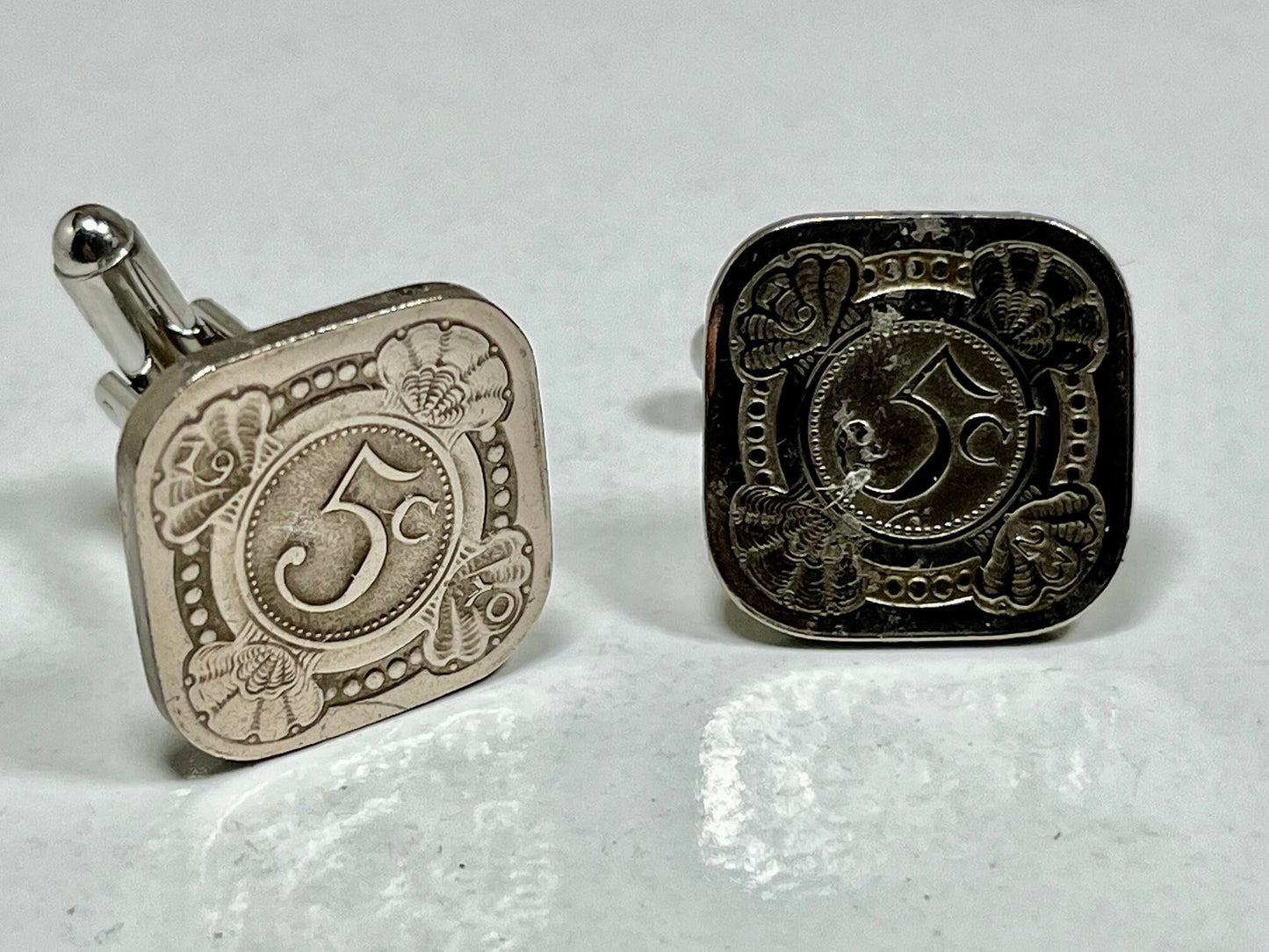 Netherlands Coin Cufflinks, Cuff Links, 5 Cents Vintage Custom Made Rare Coins Coin Enthusiast Fashion Accessory Handmade