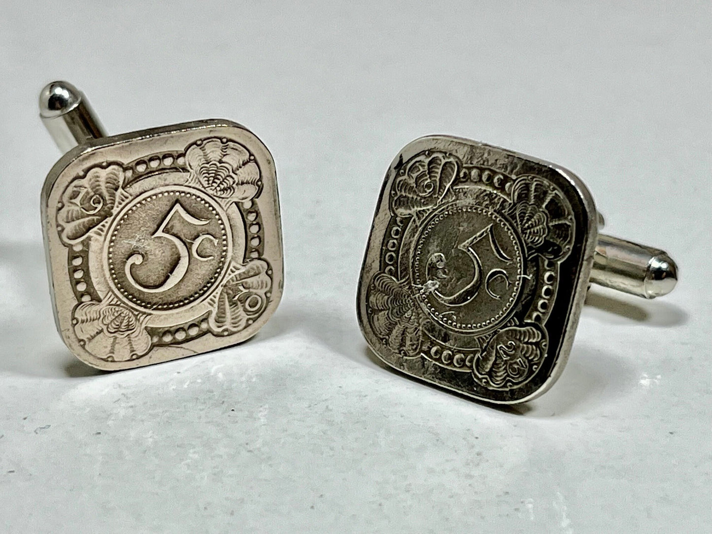 Netherlands Coin Cufflinks, Cuff Links, 5 Cents Vintage Custom Made Rare Coins Coin Enthusiast Fashion Accessory Handmade