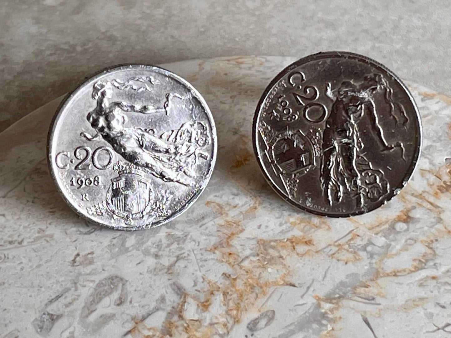 Italy Coin Cufflinks Italian 20 Lira Custom Cuff Links Personal Vintage Handmade Jewelry Gift Friend Charm For Him Her World Coin Collector