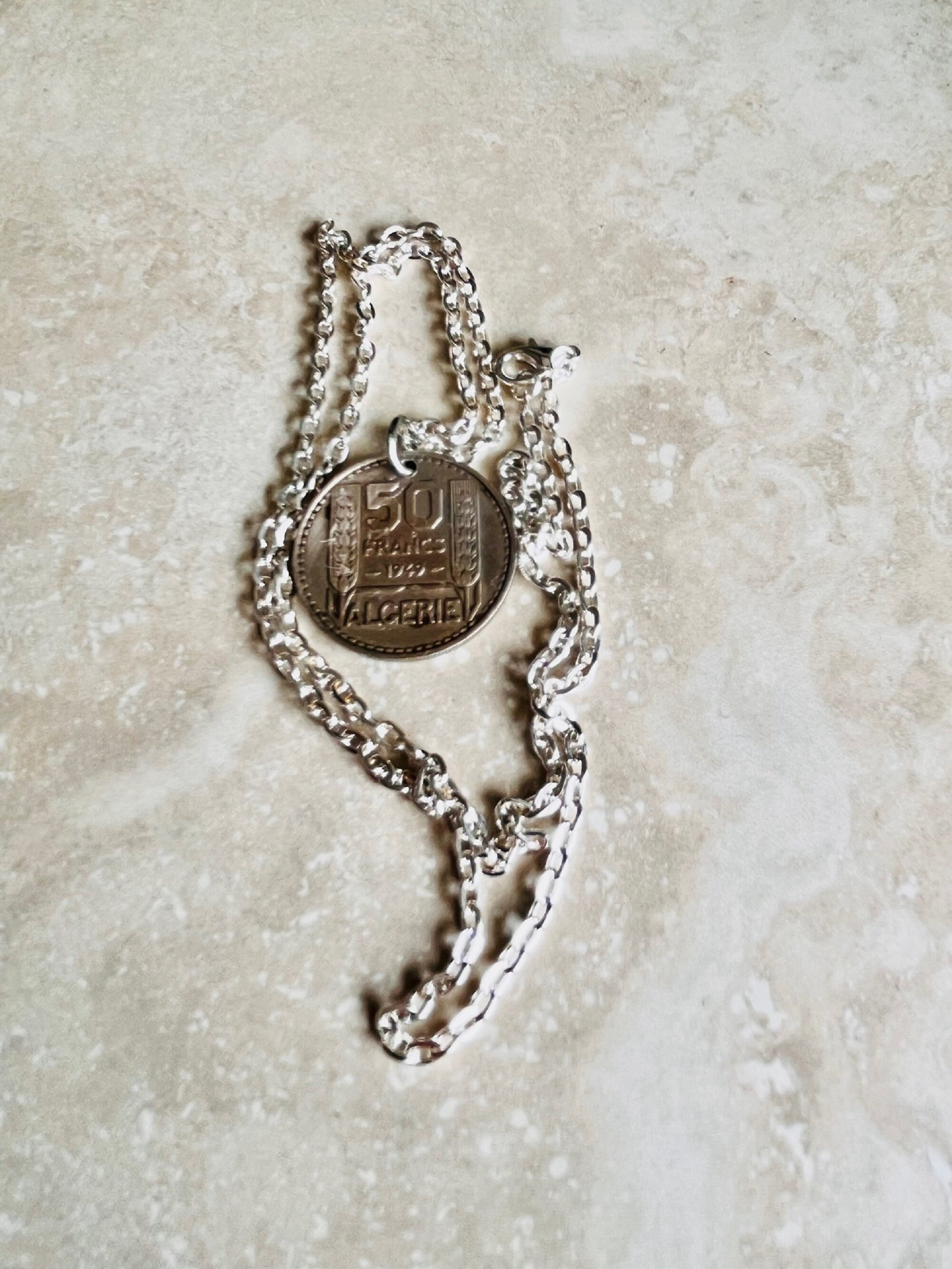 France Coin Necklace French 50 Franc Liberte Egalite Fraternite Personal Pendant Jewelry Gift Friend Charm For Him Her World Coin Collector