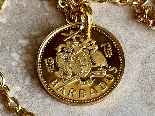 Barbados Pendant Coin Necklace From Proof Set 5 Cent Light House Custom Made Vintage and Rare coins - Coin Enthusiast - Fashion Accessory