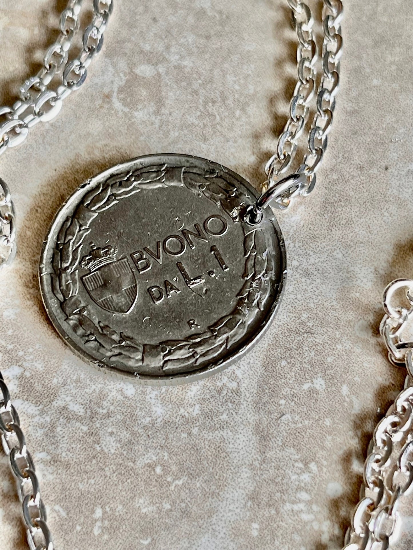 Italy Coin Necklace Italian 1922 Pendant 1 Lira BVONO, Necklace Jewelry Gift For Friend Coin Charm Gift For Him, Her, World Coins Collector