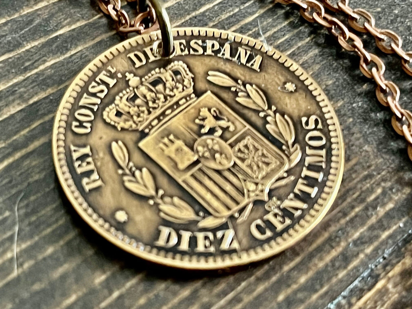 Spanish 1878 Spain 10 Centimos Coin Pendant Personal Necklace Vintage Handmade Jewelry Gift Friend Charm For Him Her World Coin Collector