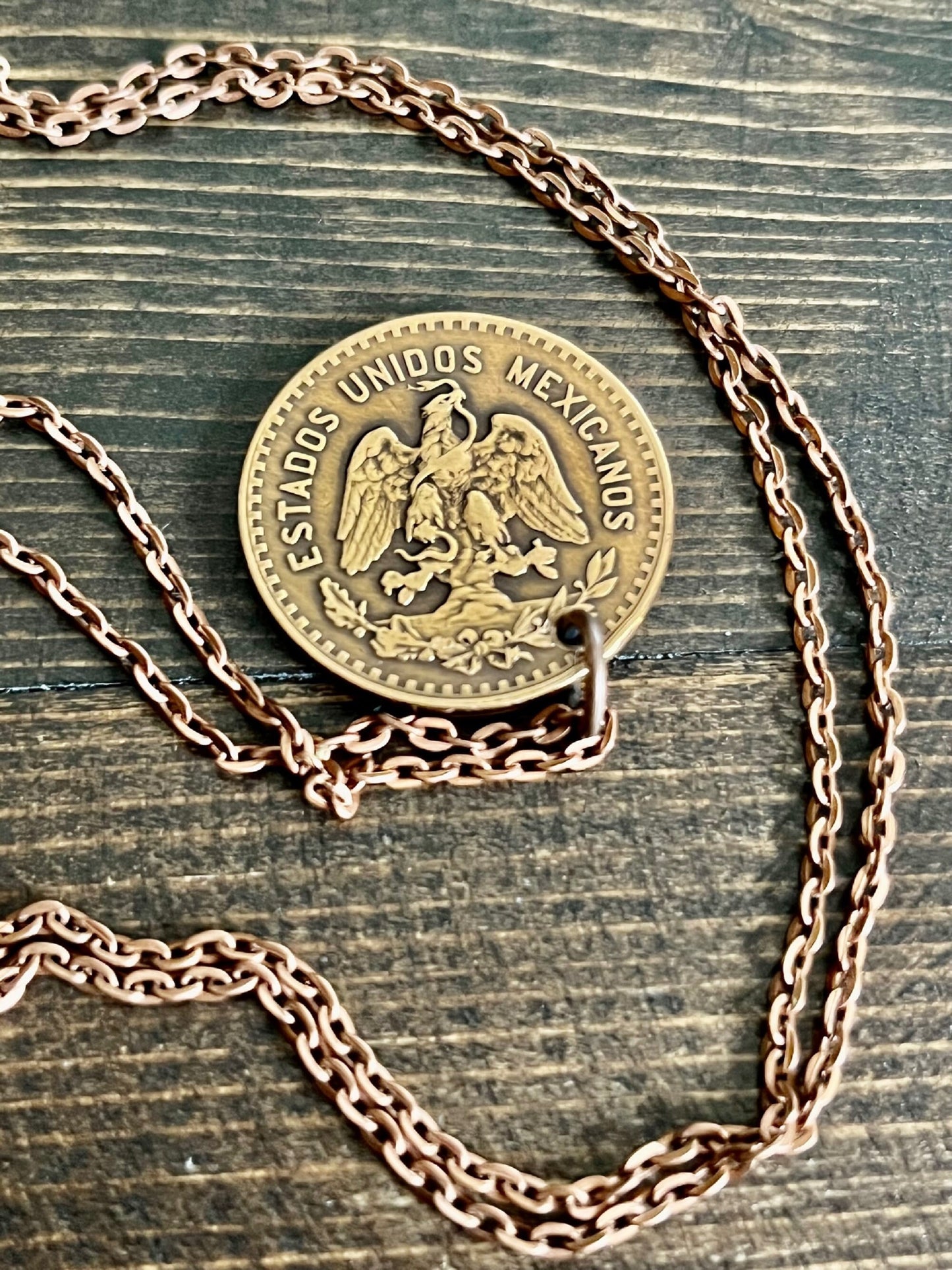 Mexico 5 Centavos Coin Pendant Mexican Personal Necklace Old Vintage Handmade Jewelry Gift Friend Charm For Him Her World Coin Collector