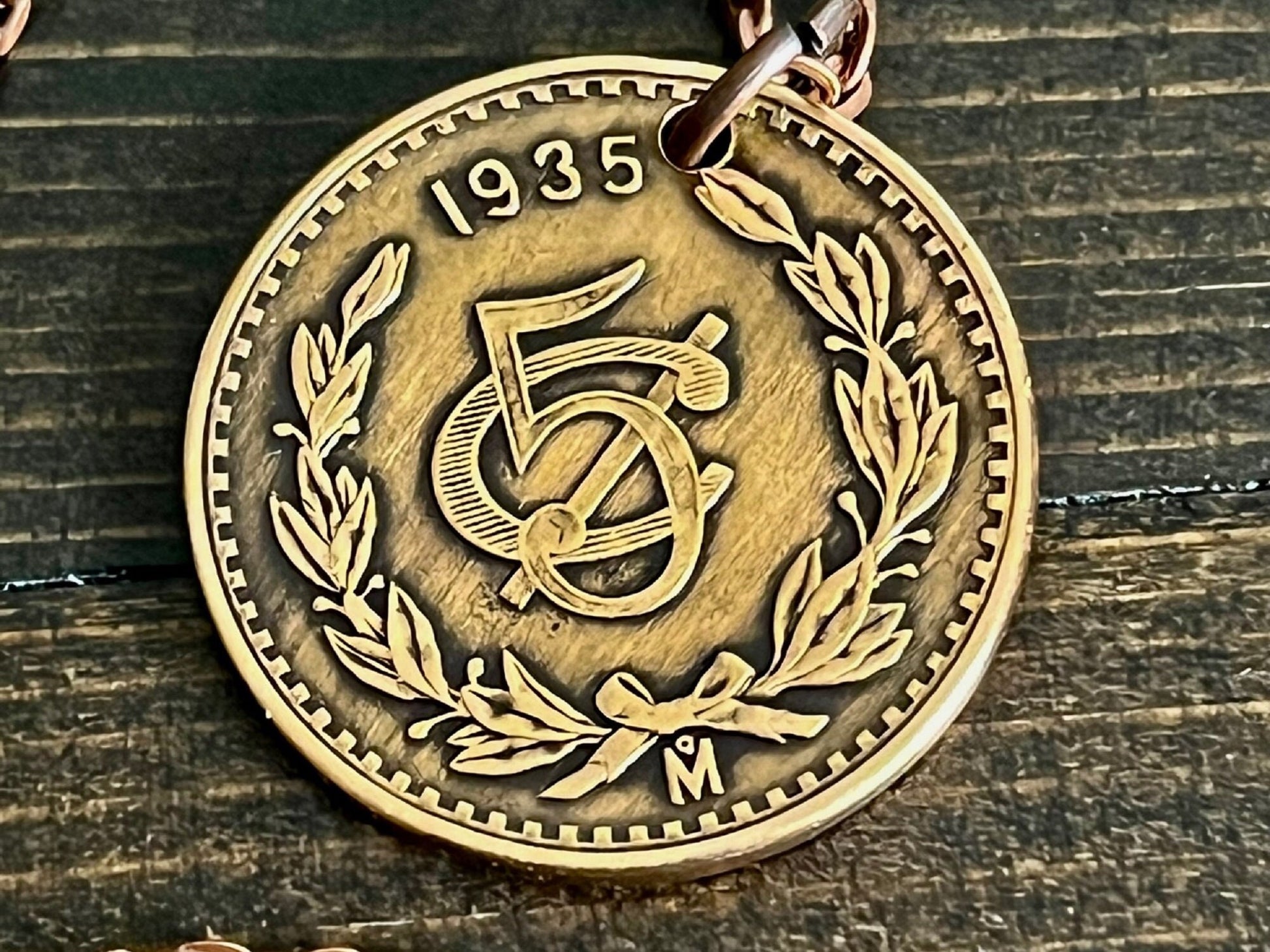 Mexico 5 Centavos Coin Pendant Mexican Personal Necklace Old Vintage Handmade Jewelry Gift Friend Charm For Him Her World Coin Collector