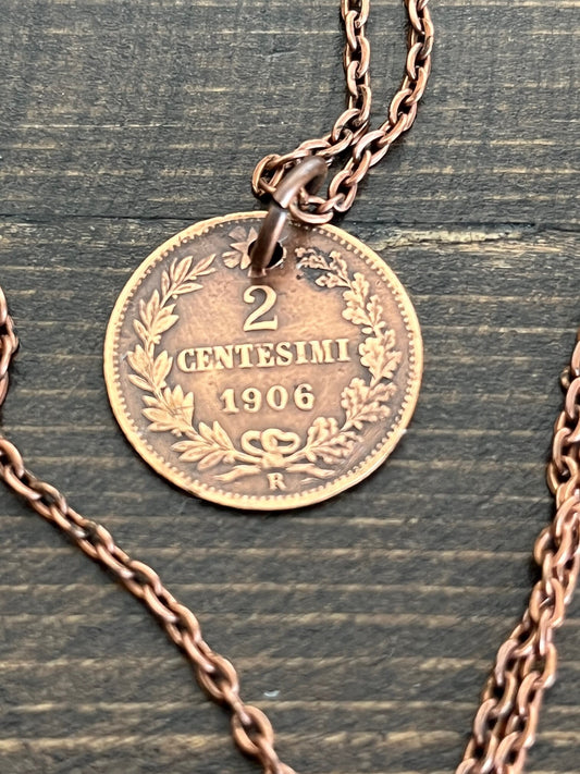 Italy Coin Pendant Italian 2 Centesimi Personal Necklace Old Vintage Handmade Jewelry Gift Friend Charm For Him Her World Coin Collector