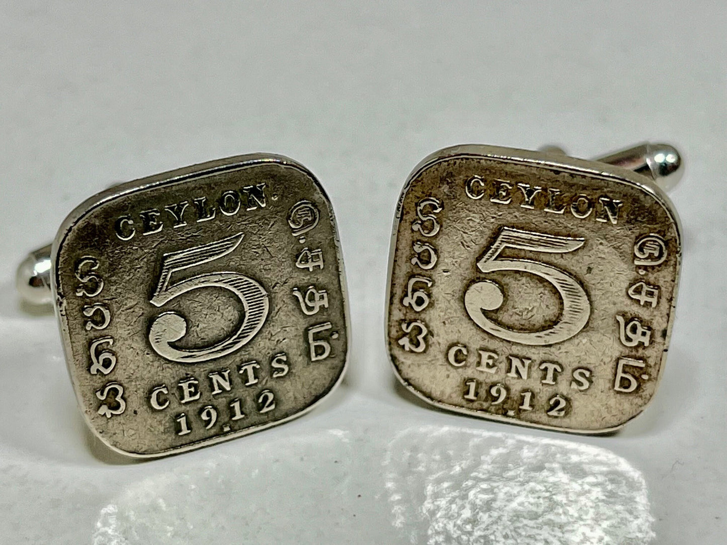 Sri Lanka Coin Cufflinks Ceylon 5 Cents Cuff Links Vintage Rare Coins Coin Enthusiast Fashion Accessory Handmade