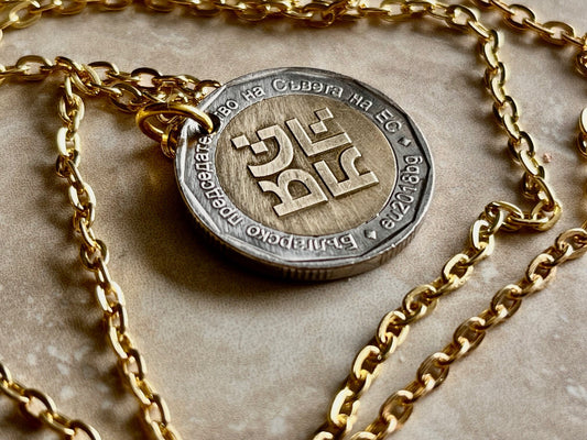 Bulgaria Coin Pendant 2 Leva Bulgarian Necklace Custom Made Rare Coins Coin Enthusiast Vintage Fashion Accessory Handmade