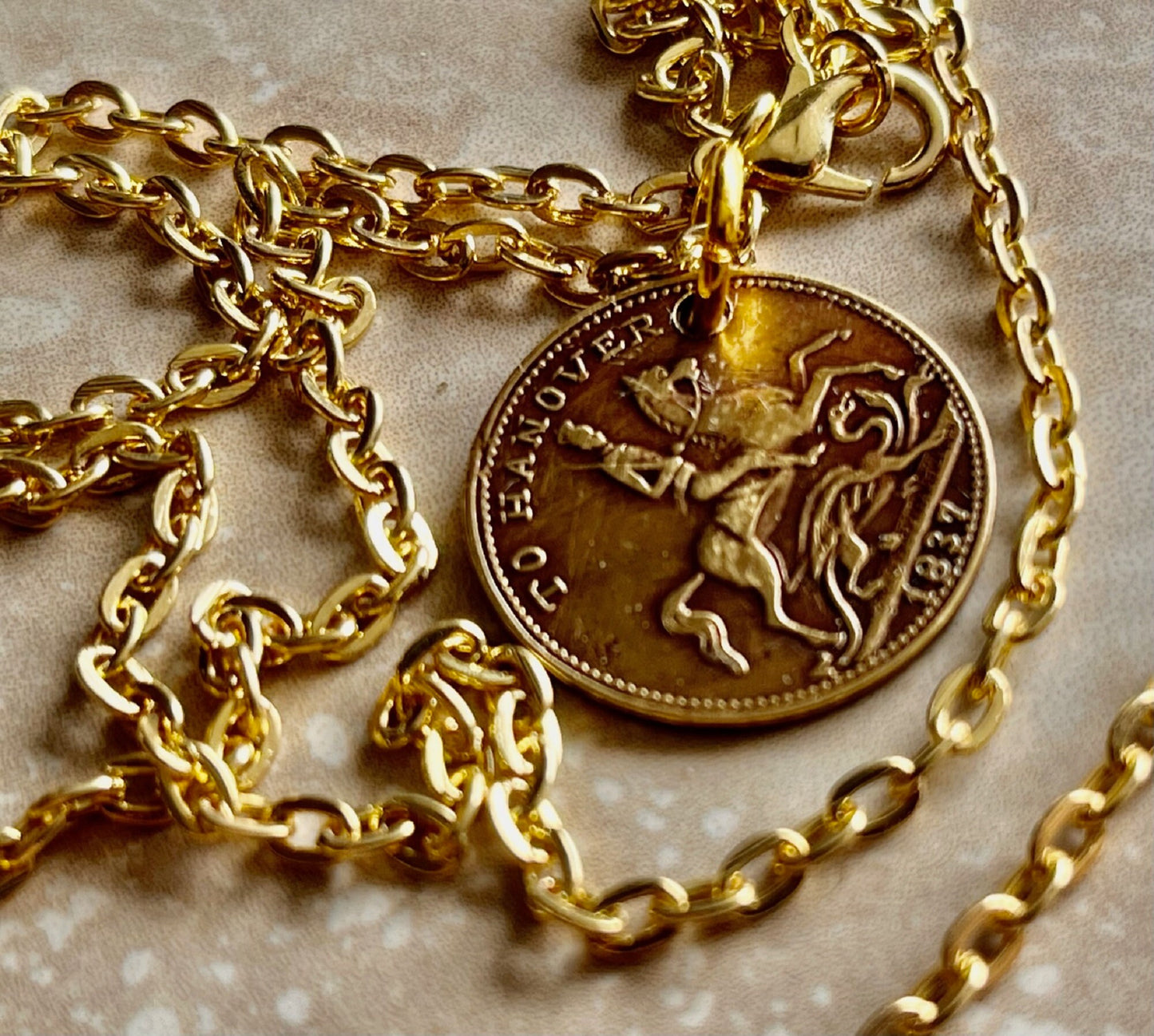 Coin Pendant Necklace For Him Her Gift 1837 Hanover Cumberland Jack Souvenir Token Necklace Coin Pendant HandMade Vintage Coin Collector